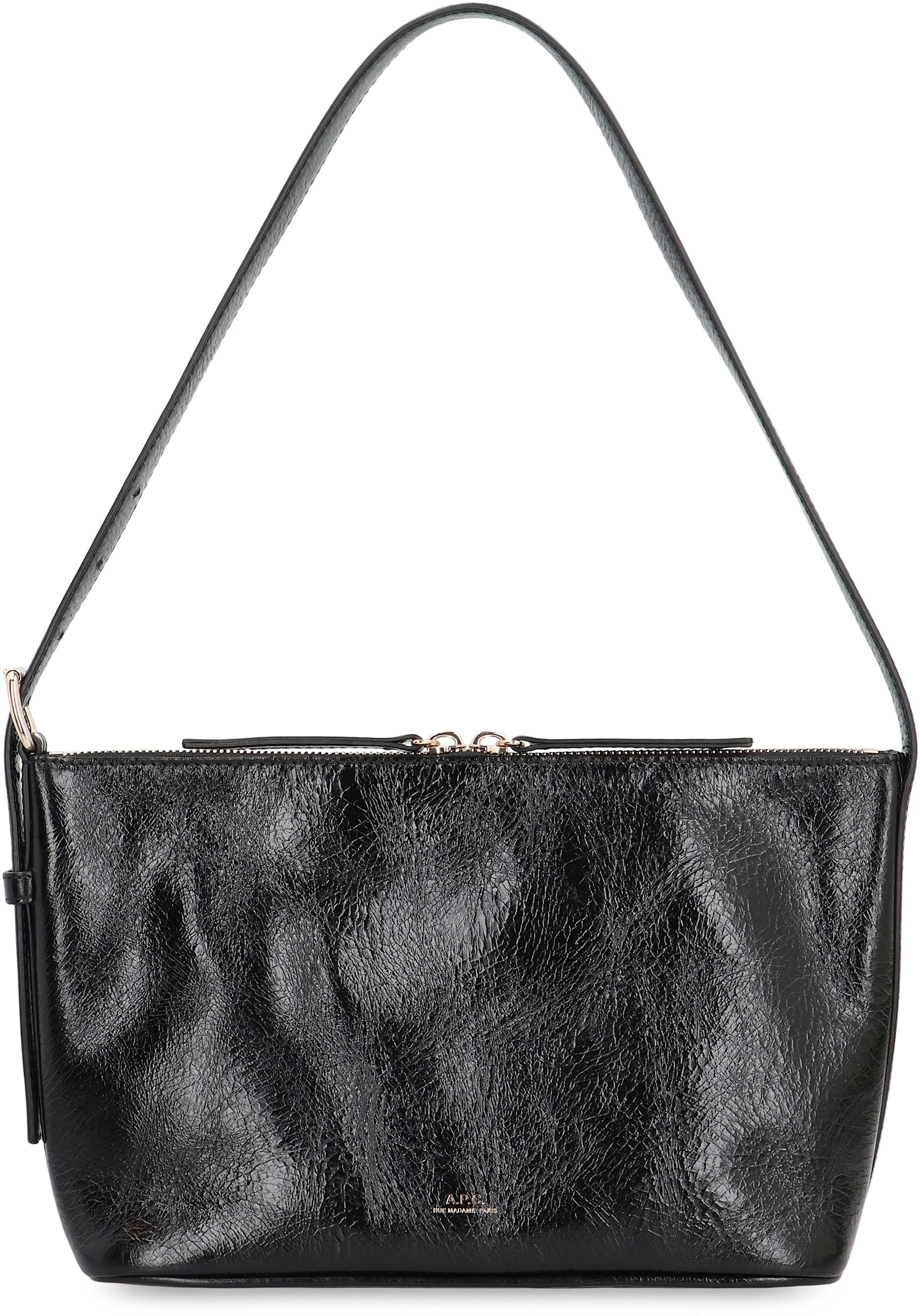 Apc A.p.c. Calfskin Shoulder Bag With Top Handle In Black