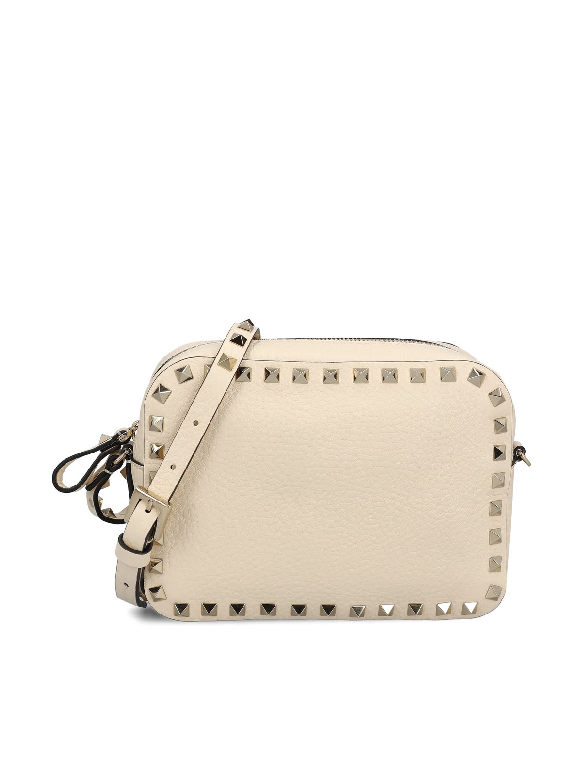 Shop Valentino Garavani Rockstud Zip-up Crossbody Bag In Bianco