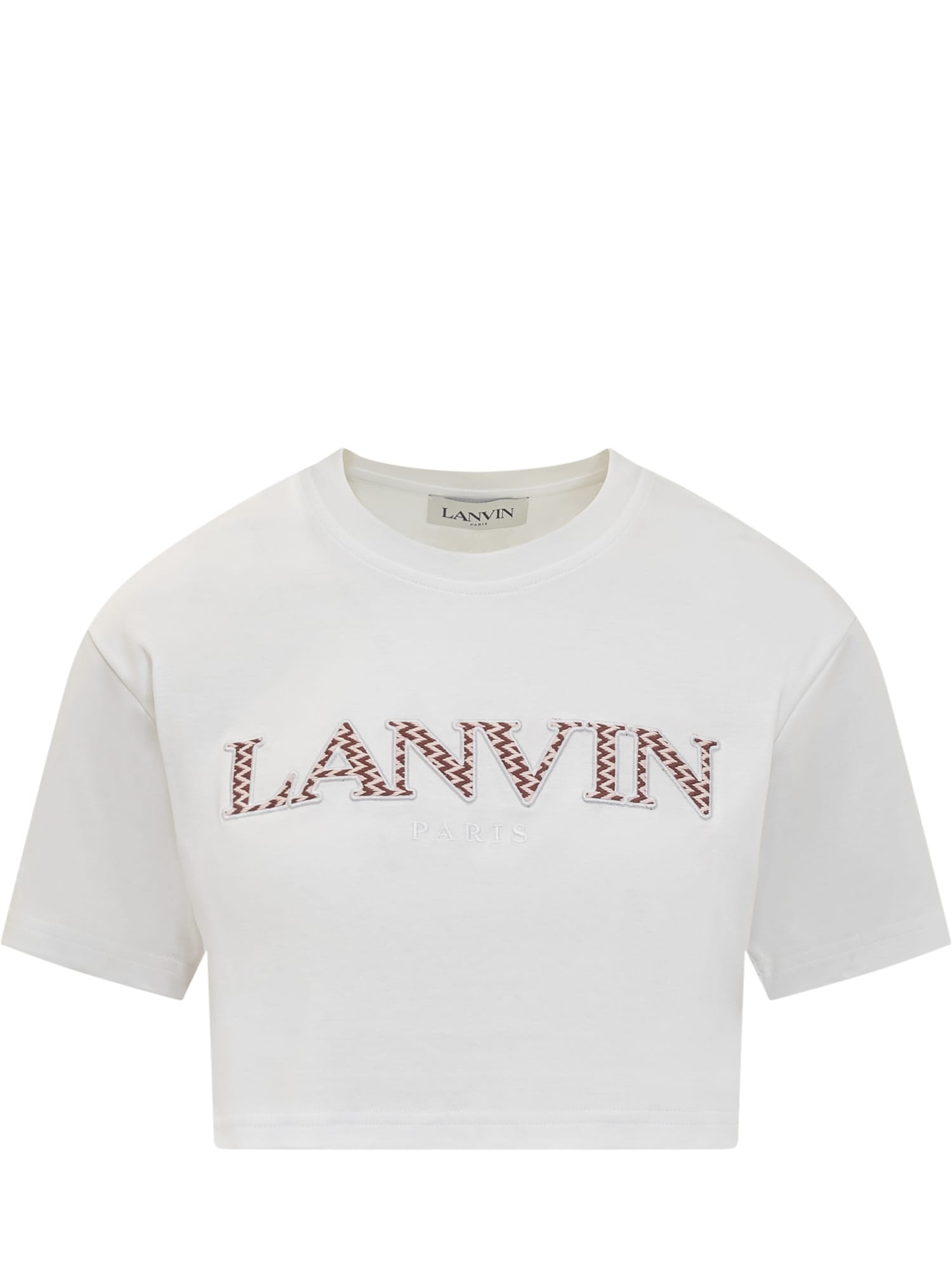 Lanvin Cropped Curb T-shirt In Bianco