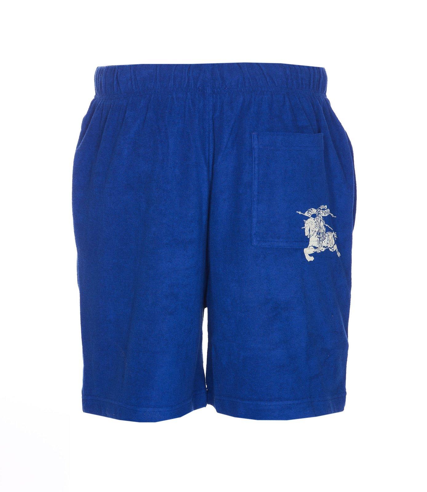 Shop Burberry Ekd-print Drawstring Shorts In Blue