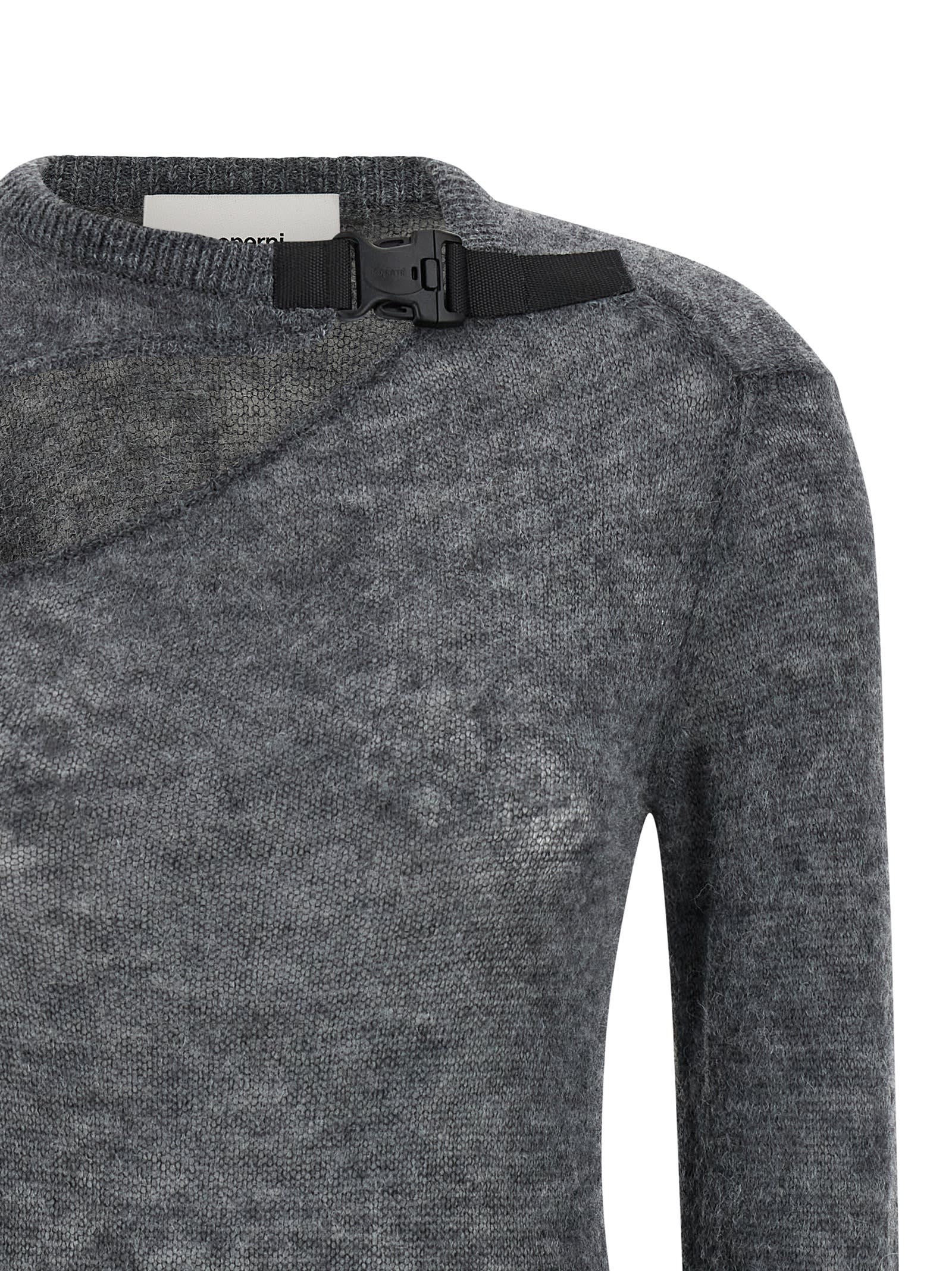 Coperni Buckle Cut-out Sweater In Gray