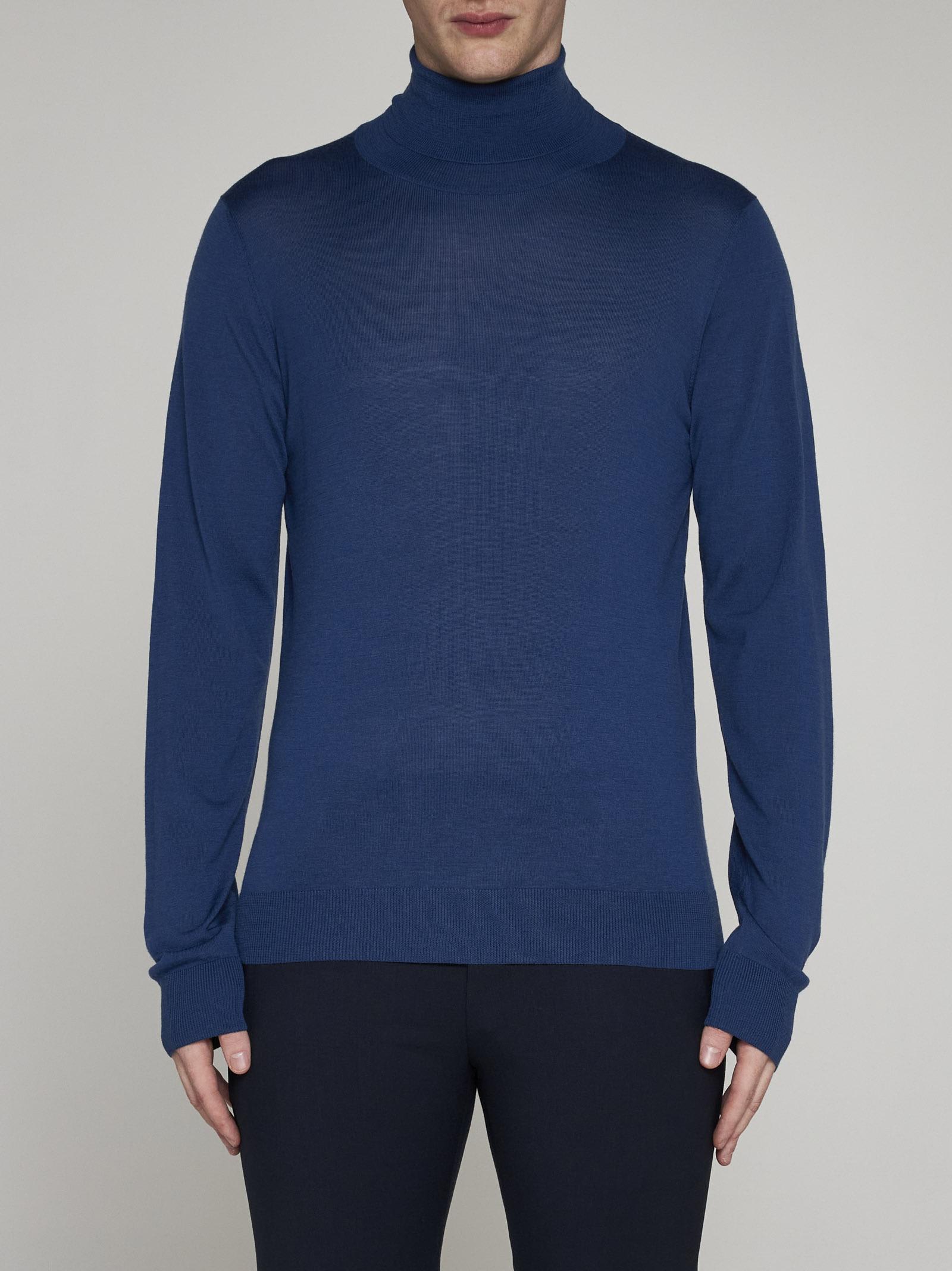 Shop Piacenza Cashmere Wool Turtleneck In Blu Avio