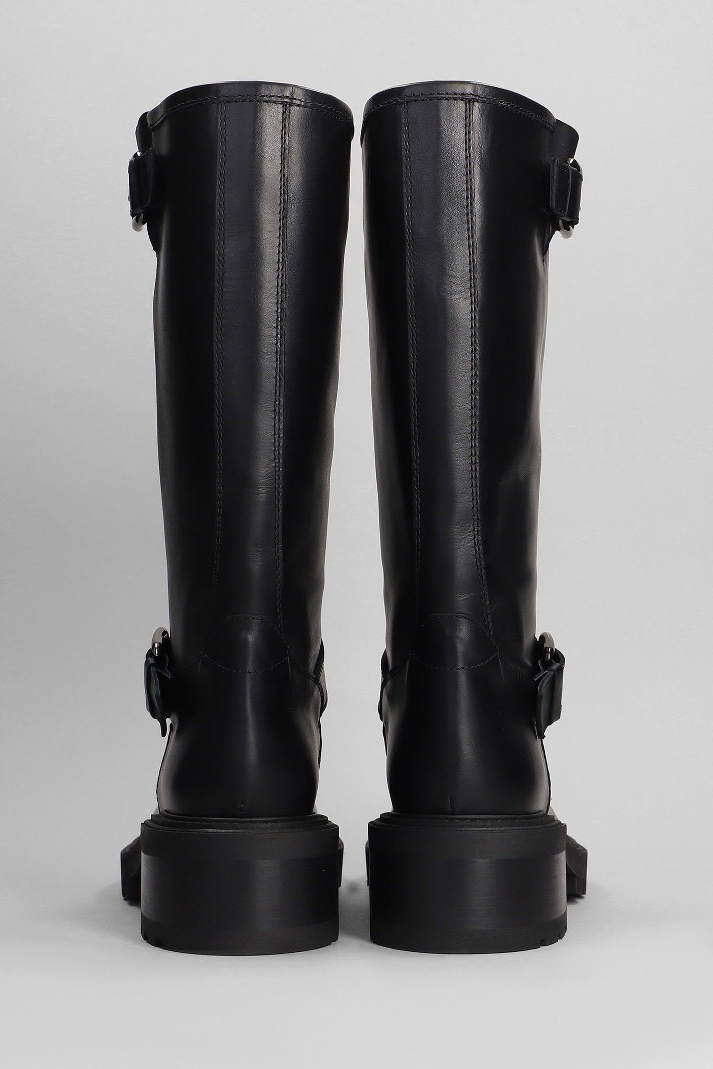 Via Roma 15 Low Heels Ankle Boots In Black Leather In Multi