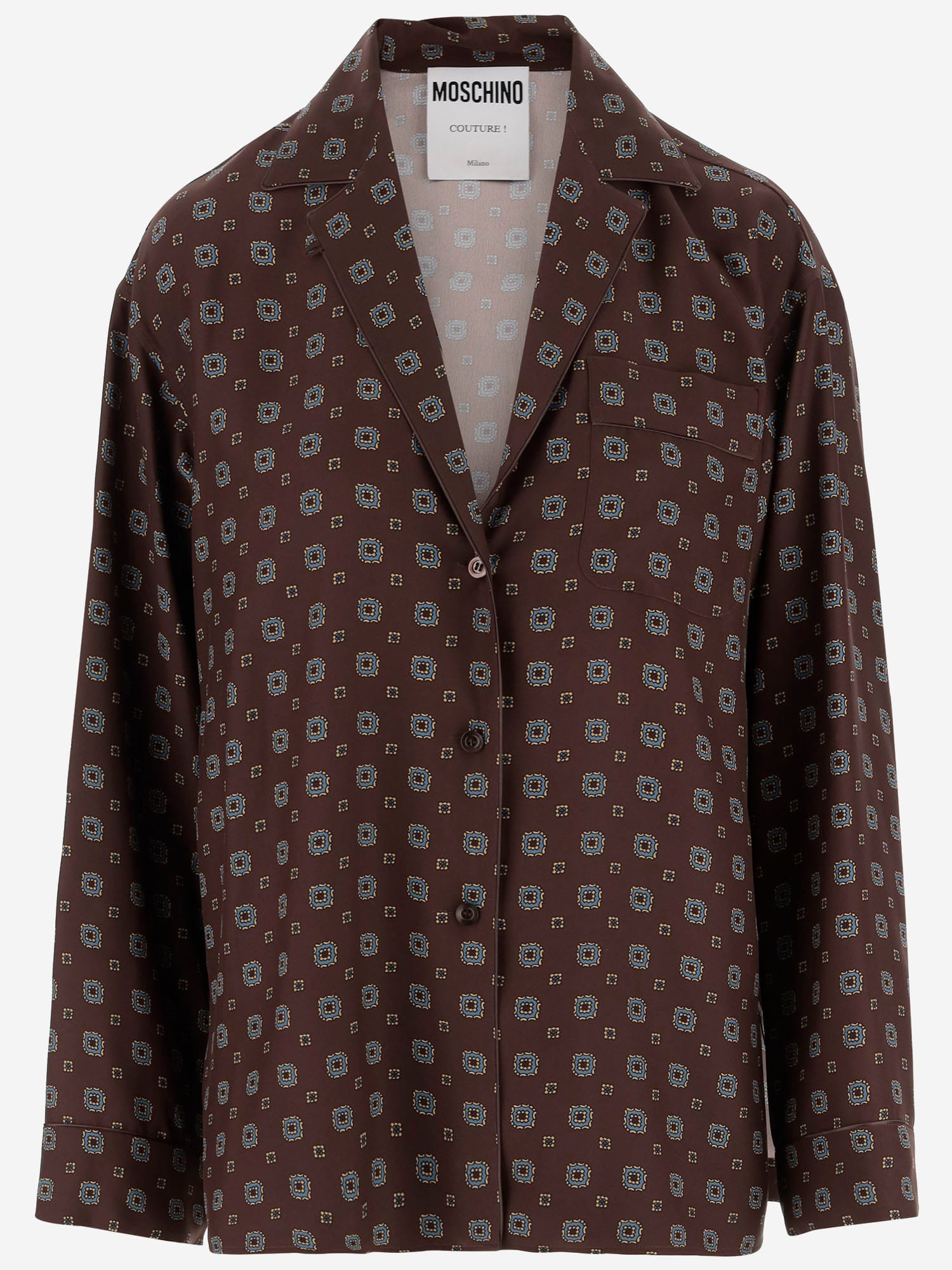 MOSCHINO SILK SHIRT WITH GRAPHIC PATTERN 