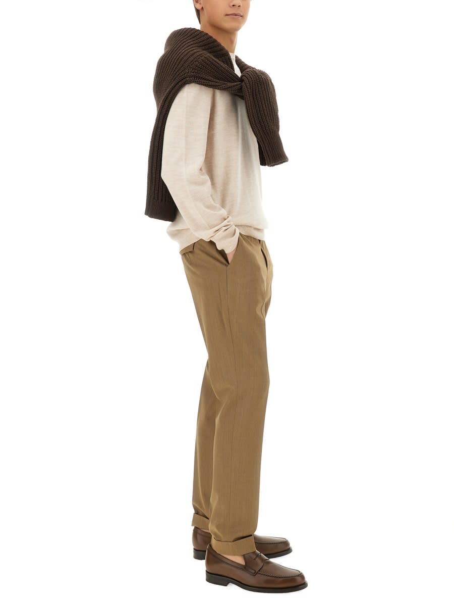 Pt Torino Tailored Brown Suit Pants With Straight-leg Silhouette In Brown