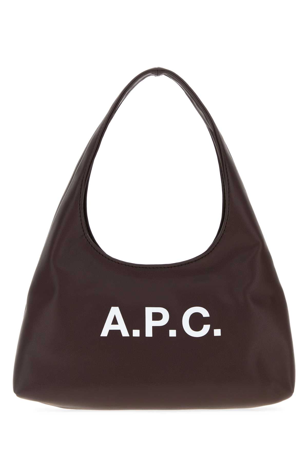 Apc A.p.c. Dark Brown Synthetic Leather Small Ninon Shoulder Bag In Brown