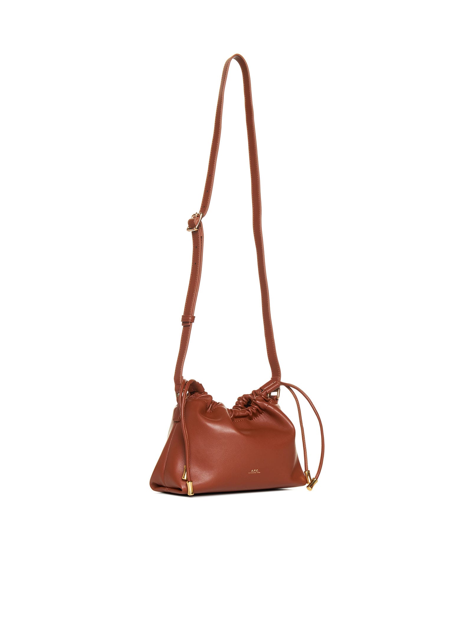 Apc A.p.c. Ninon Logo Embossed Mini Shoulder Bag In Noisette