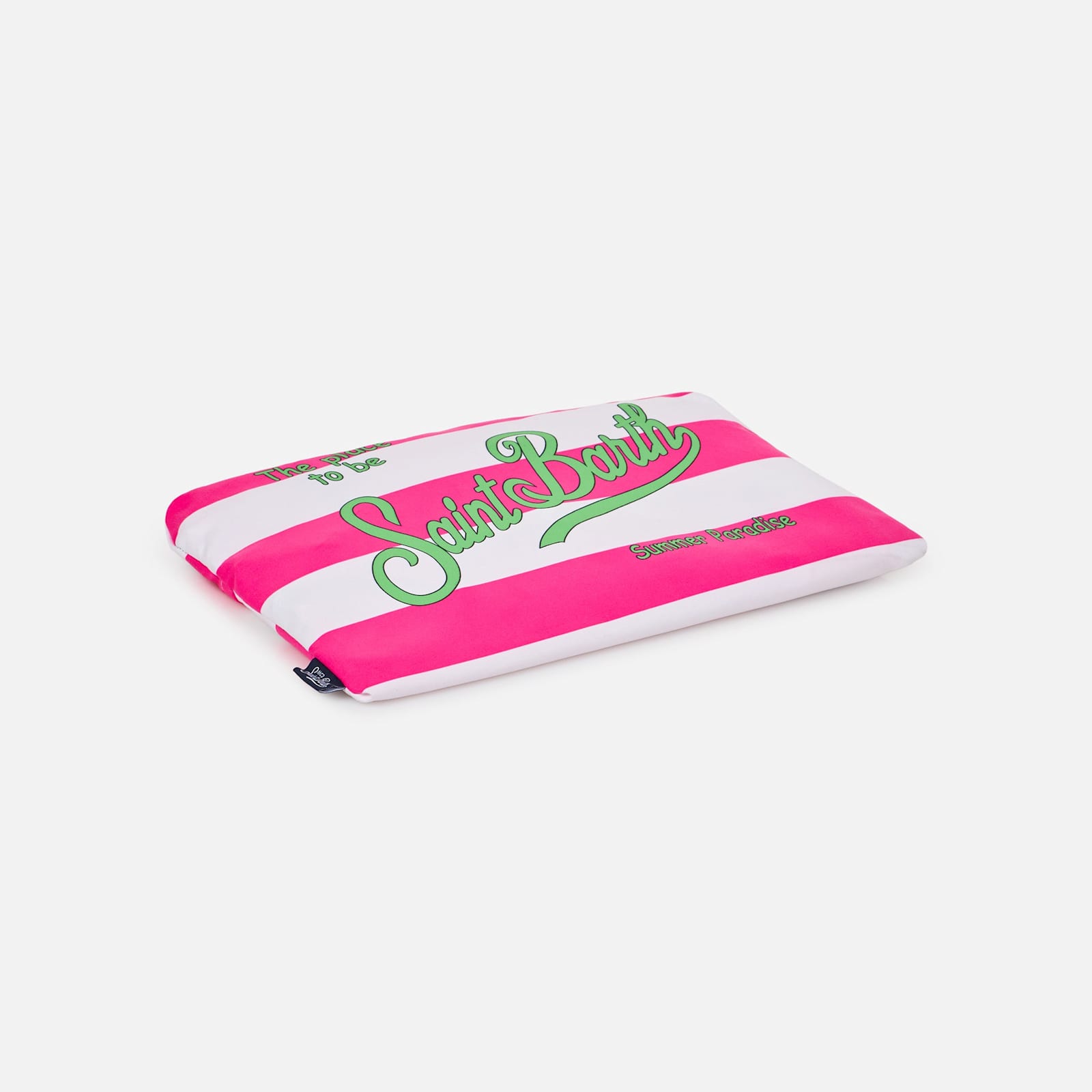 Mc2 Saint Barth Microfiber Beach Towel With Fluo Pink Striped Print In Fluo