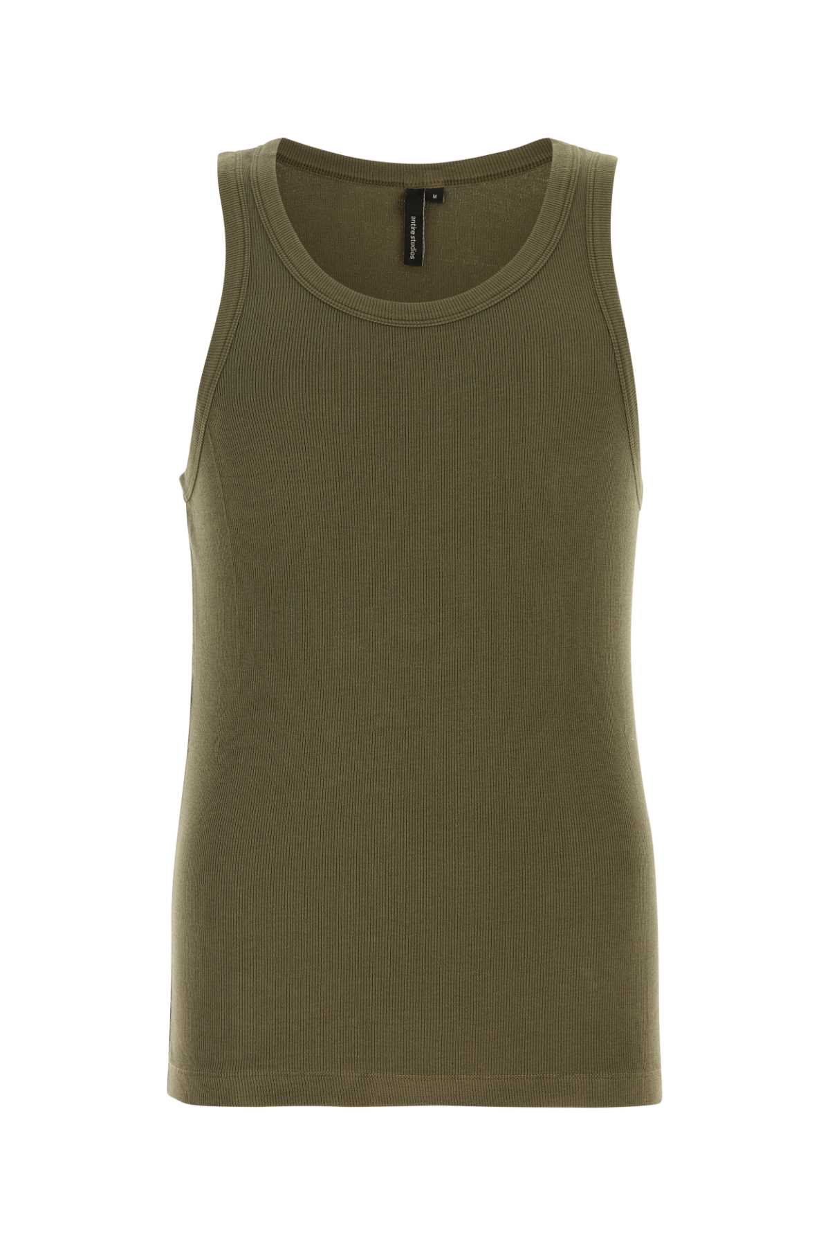 Army Green Stretch Cotton Tank Top