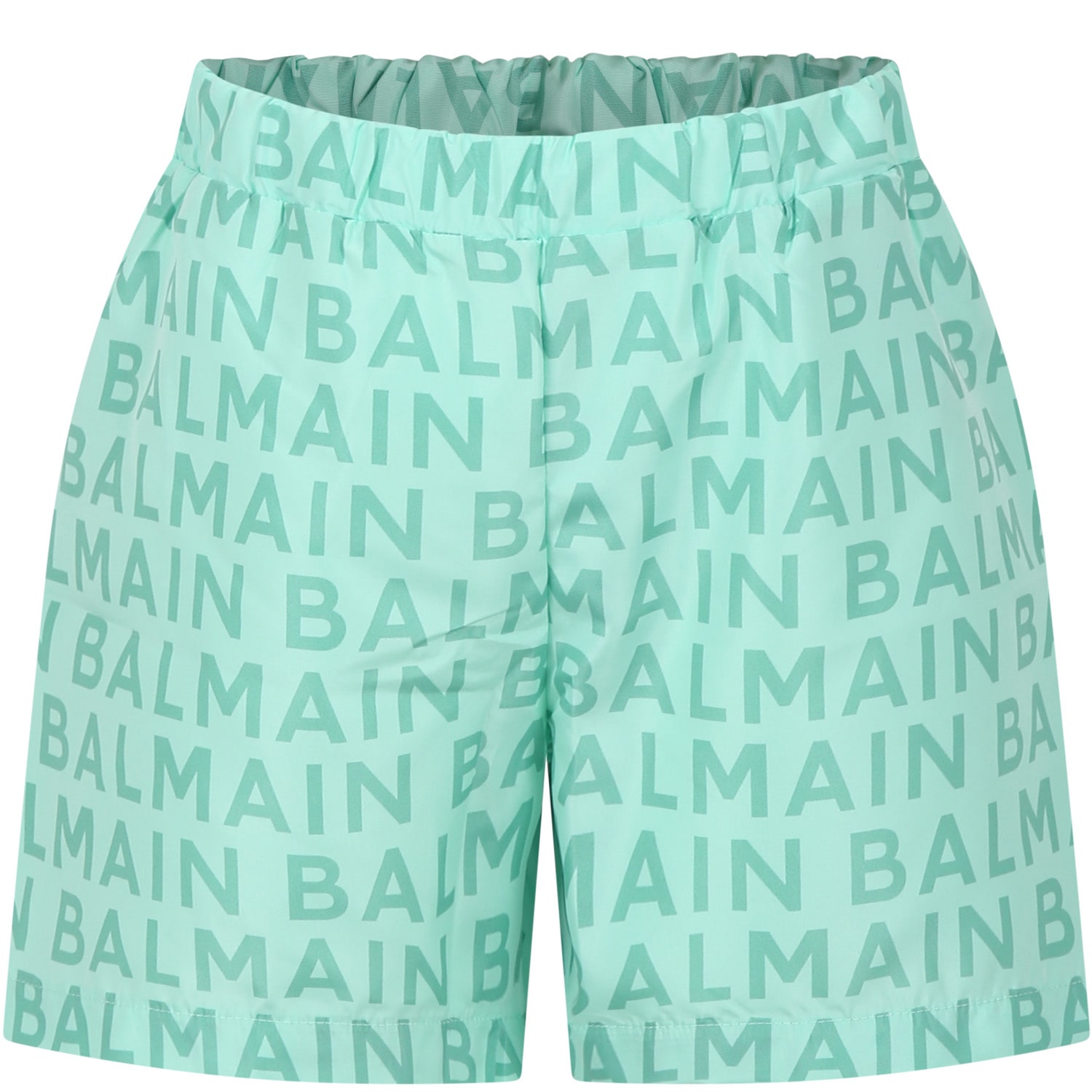 Shop Balmain Green Swim Boxer For Boy With Logo