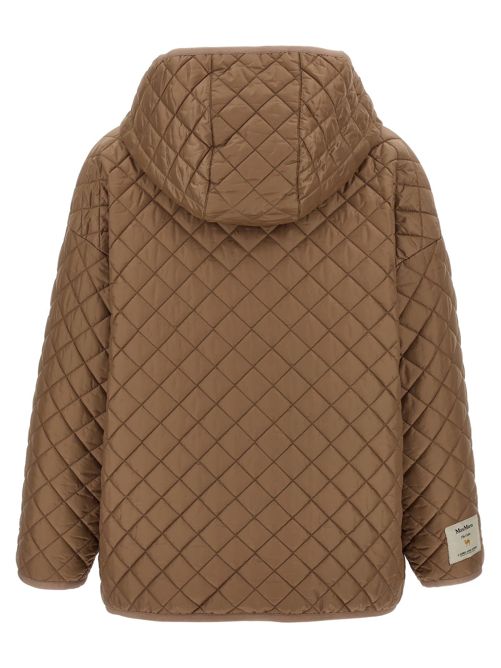 Max Mara The Cube Leo Quilted Short Hooded Jacket Coats Beige In Brown