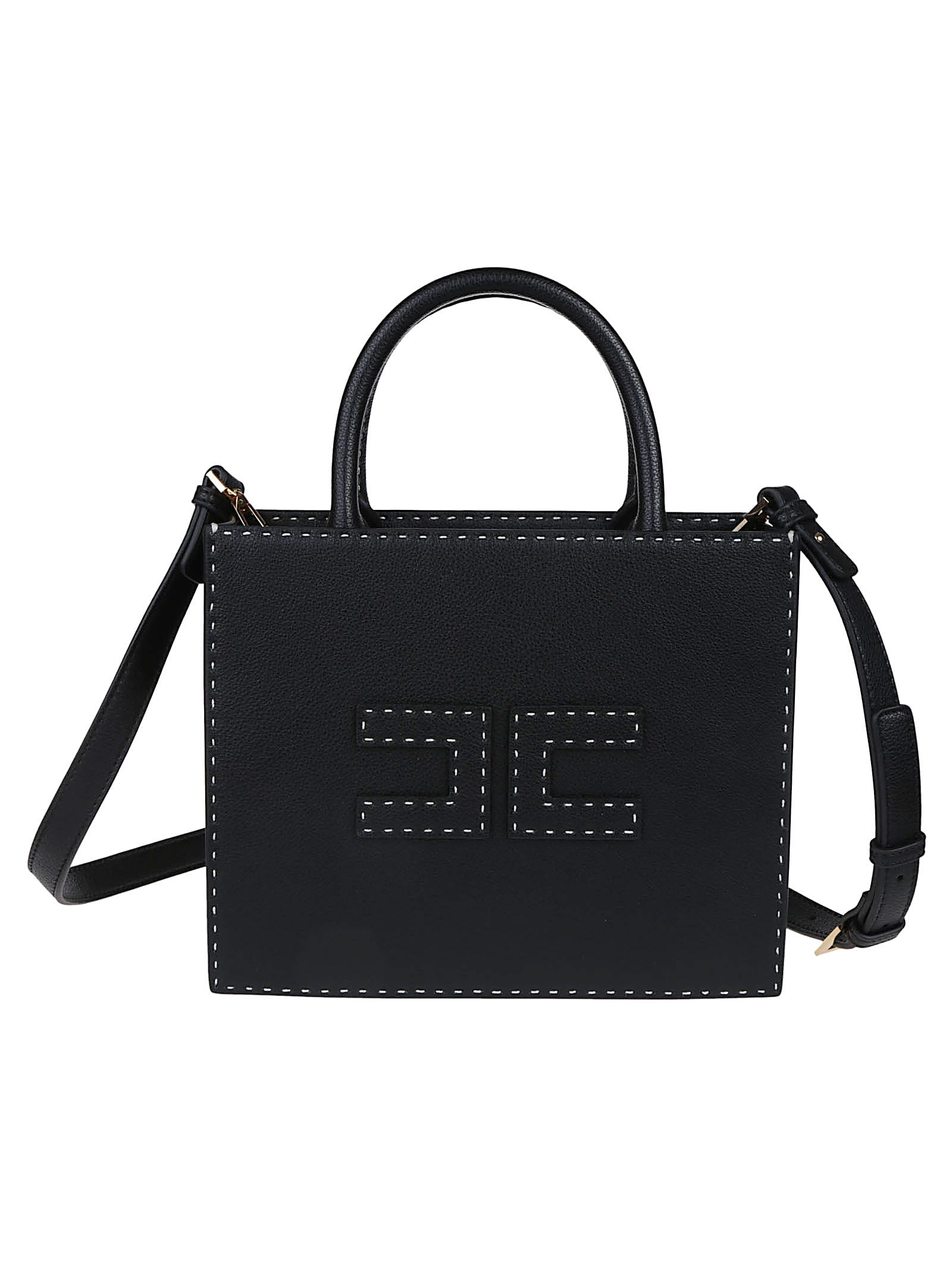 Elisabetta Franchi Logo-detail Shoulder Bag In Black