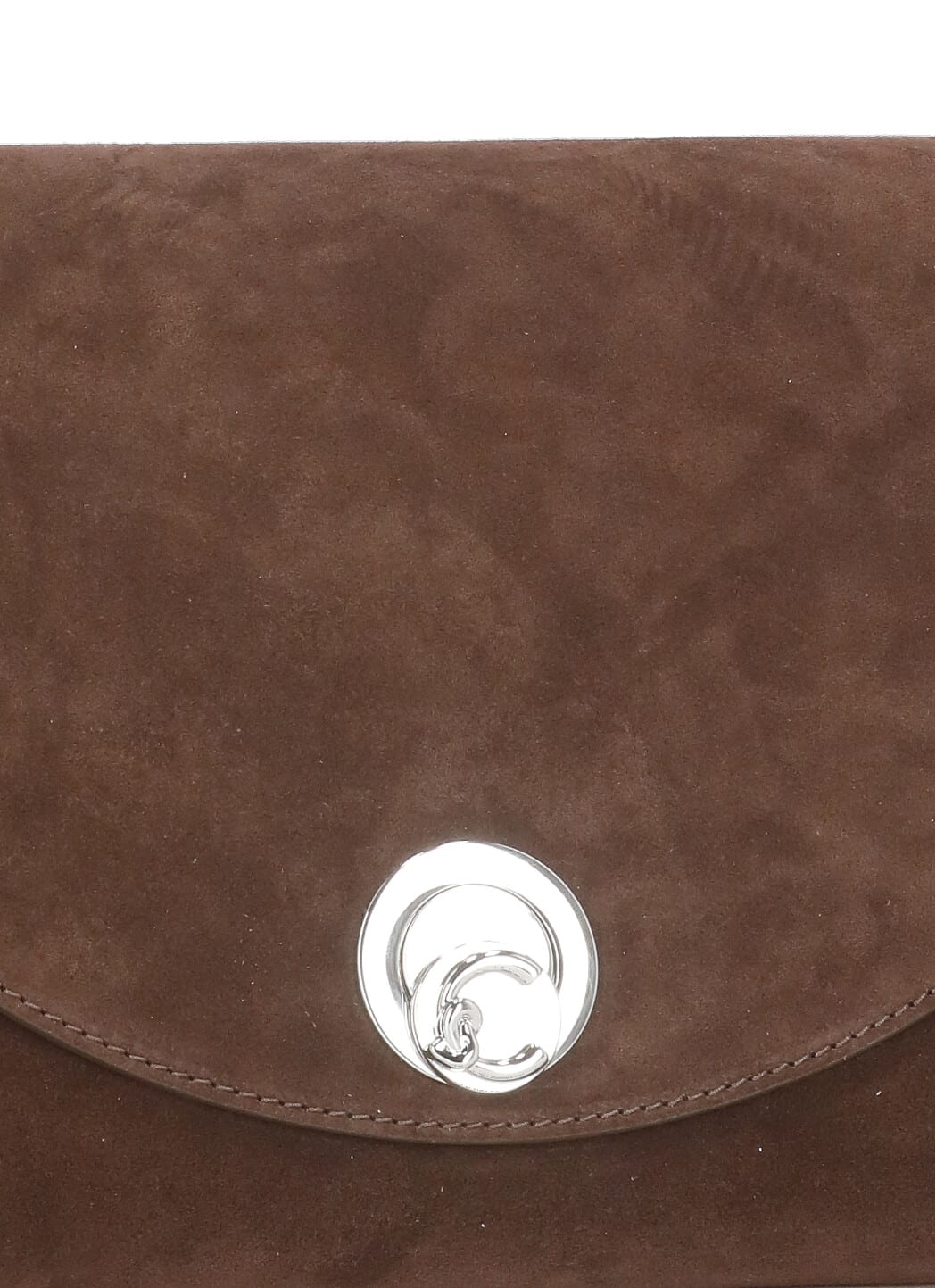 Coccinelle Suede Leather Shoulder Bag With Top Handle In Brown