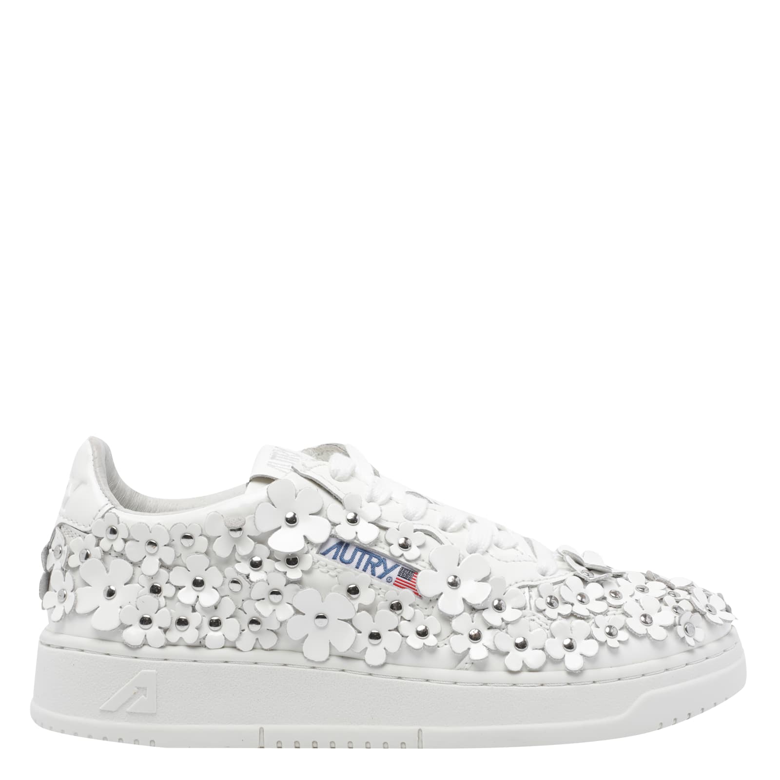 Autry Medalist Floral-embellished Sneakers In White