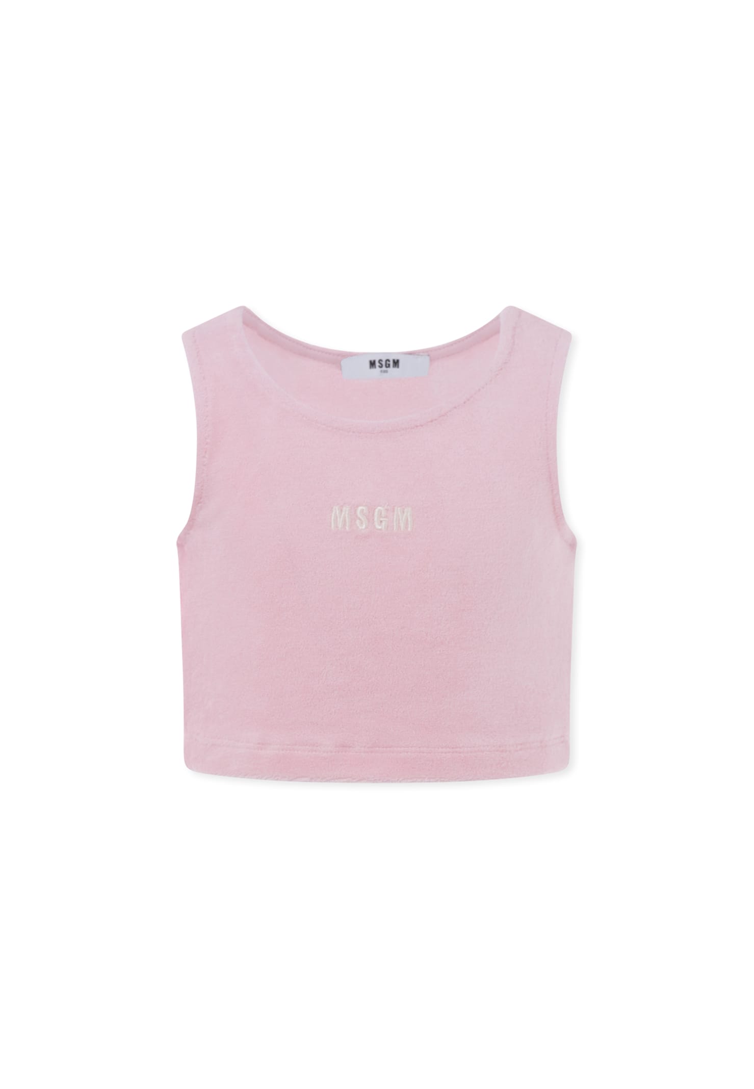 Msgm Pink Top For Girl With Logo In Pink