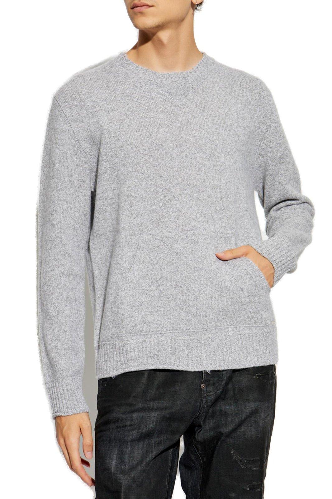 Shop Dsquared2 Distressed Knitted Jumper In Grey