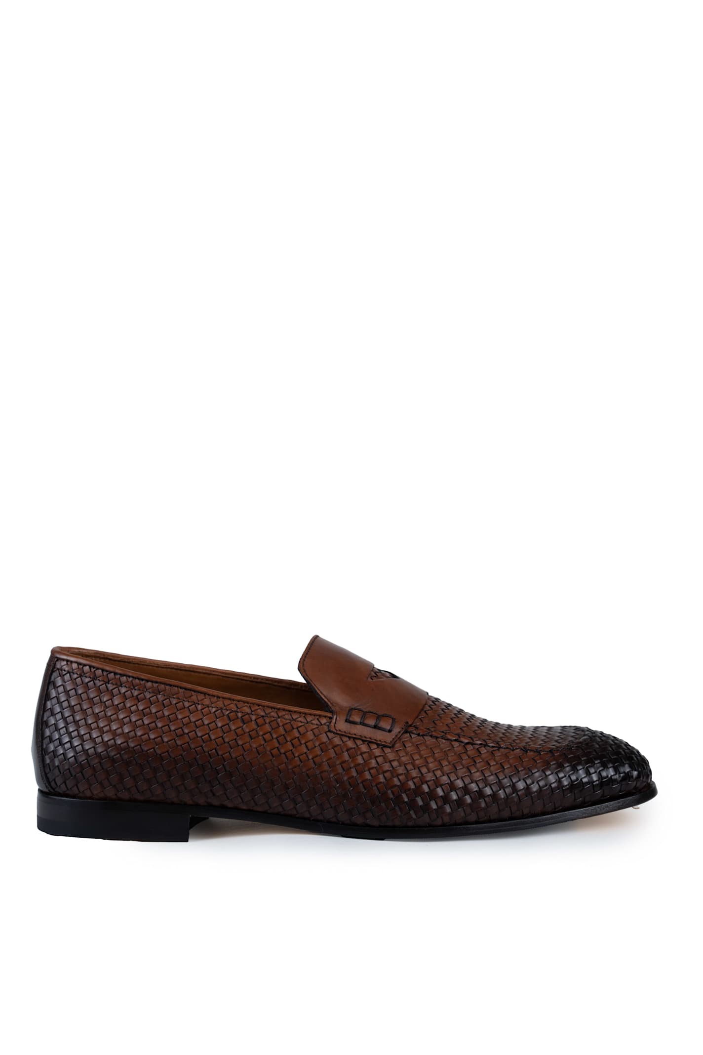 Doucal's Woven Leather Moccasins In Braidy Cuoio+f.do T.moro