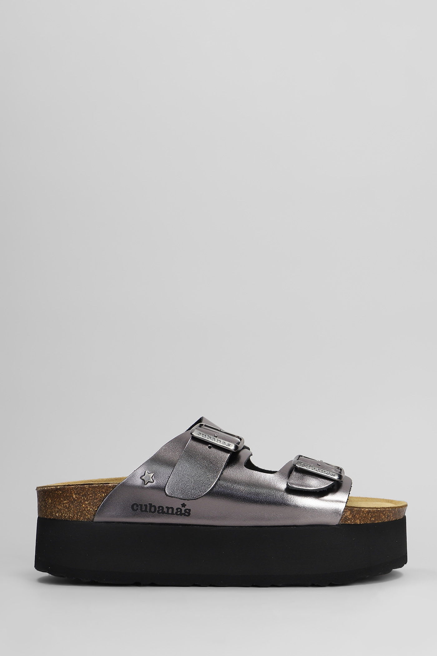 Amalia Flats In Gunmetal Leather