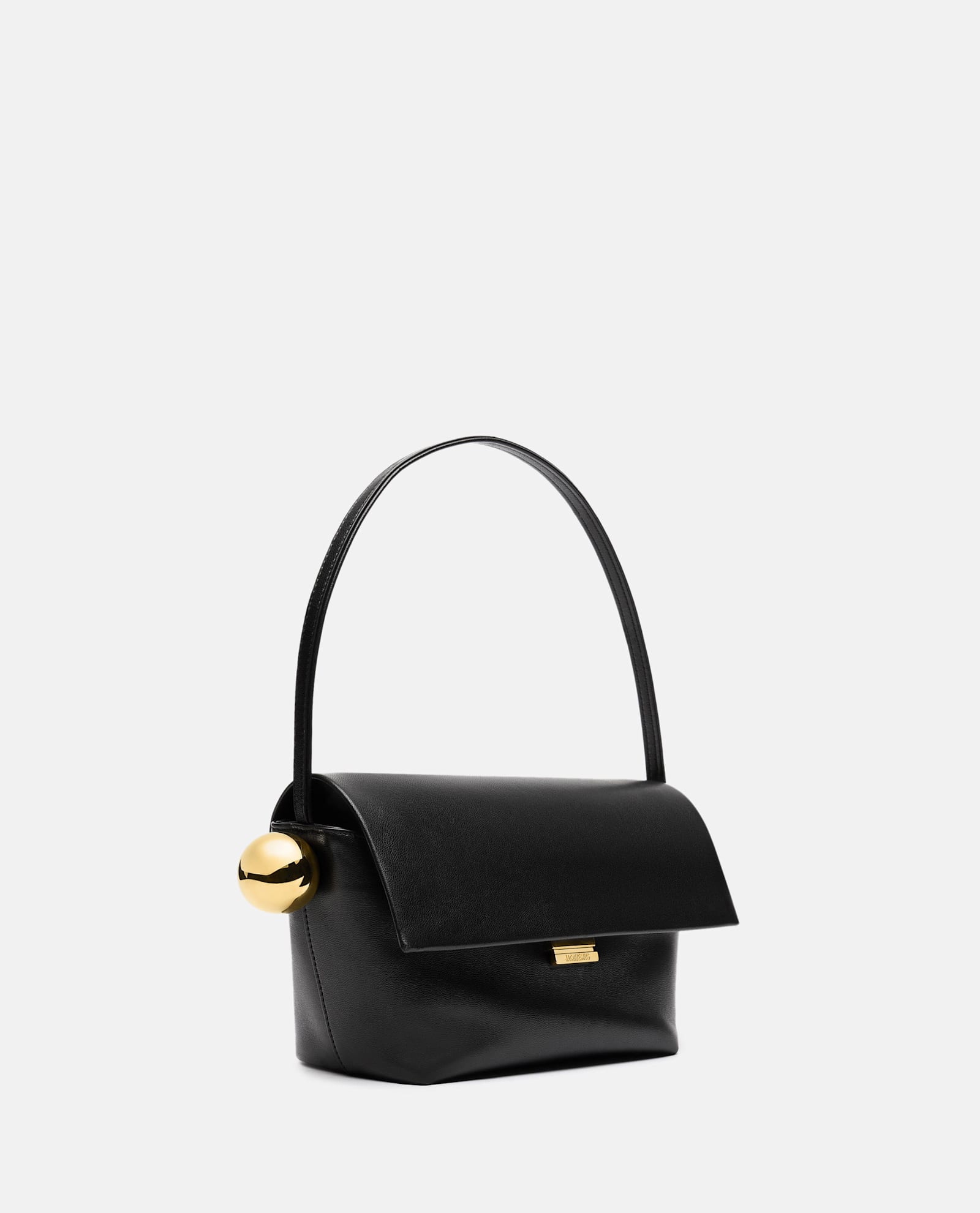 Jacquemus 'le Rond Carre' Black Shoulder Bag With Shoulder Strap In Black