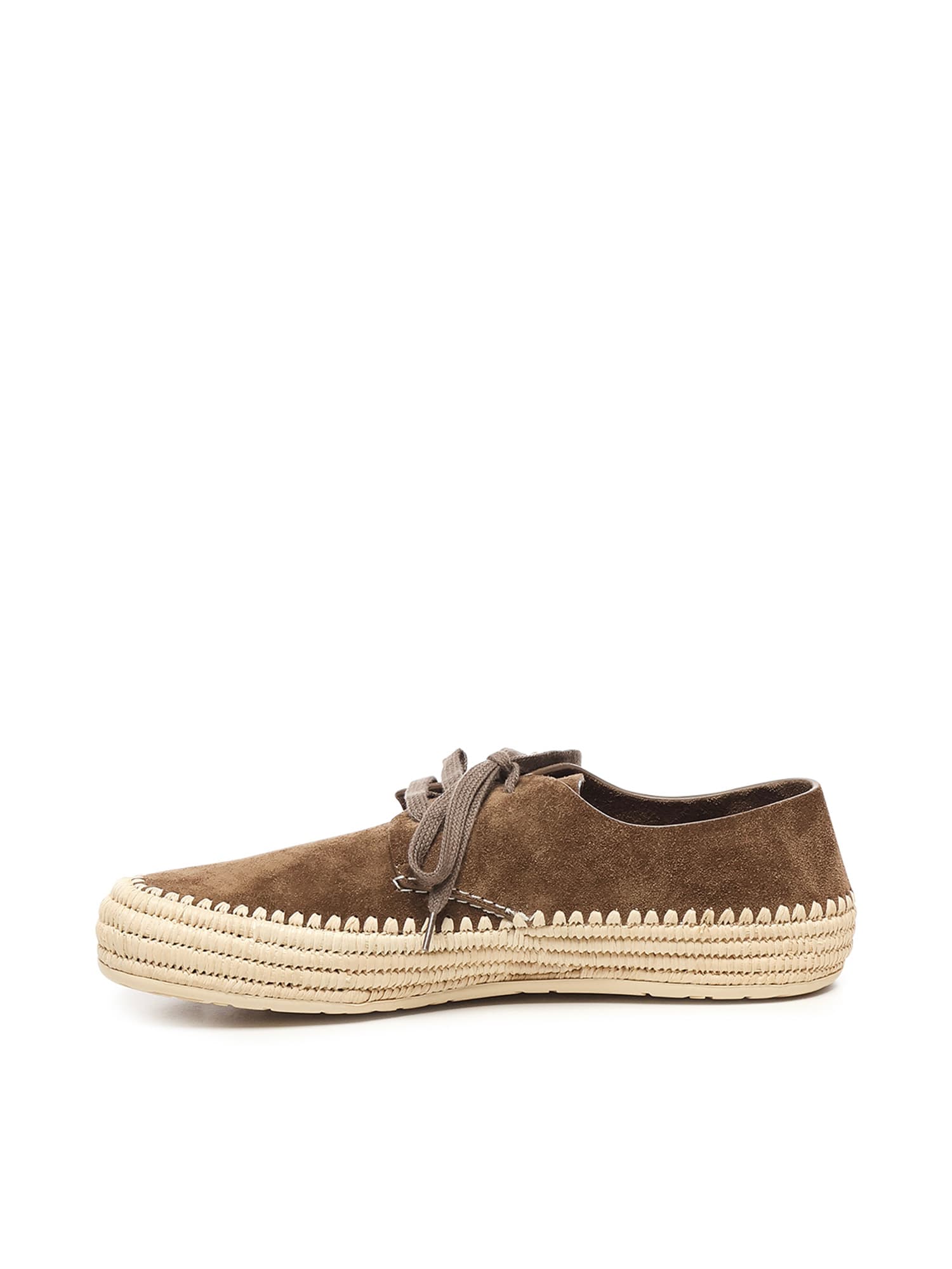 Loewe Rio Lace Up Espadrilles In Suede And Raffia In Sand