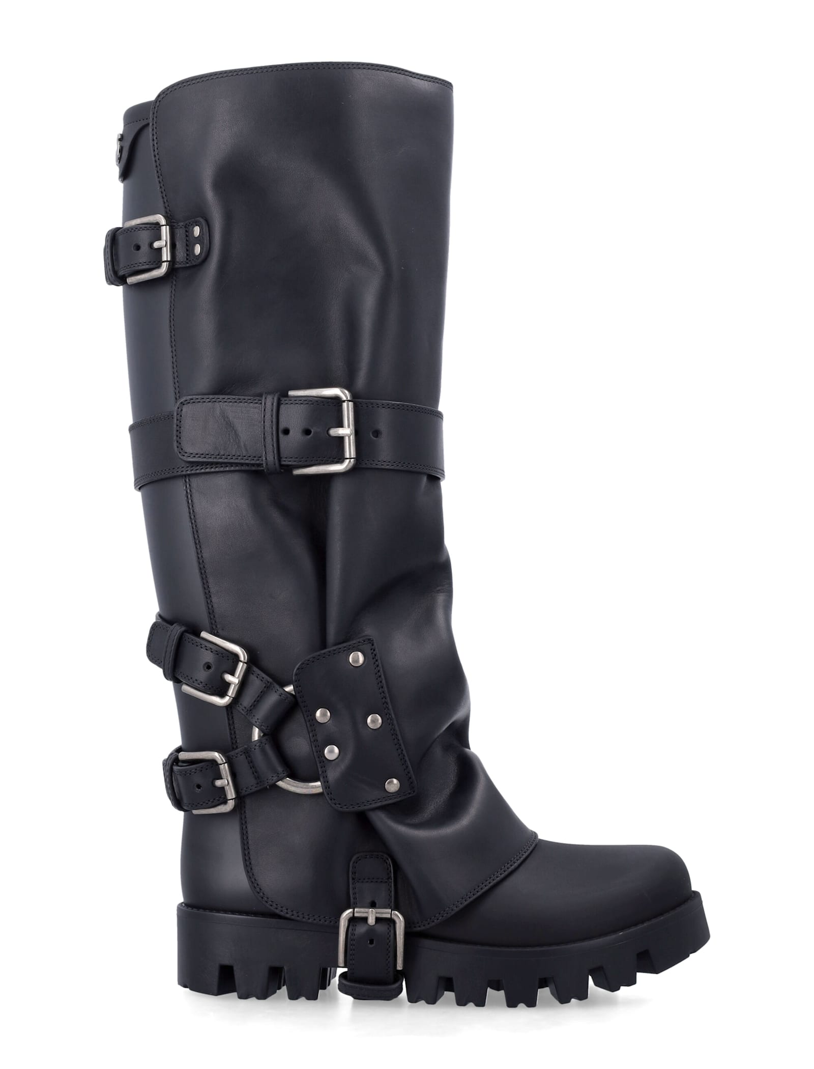Dolce & Gabbana Rubber And Leather Boots In Black