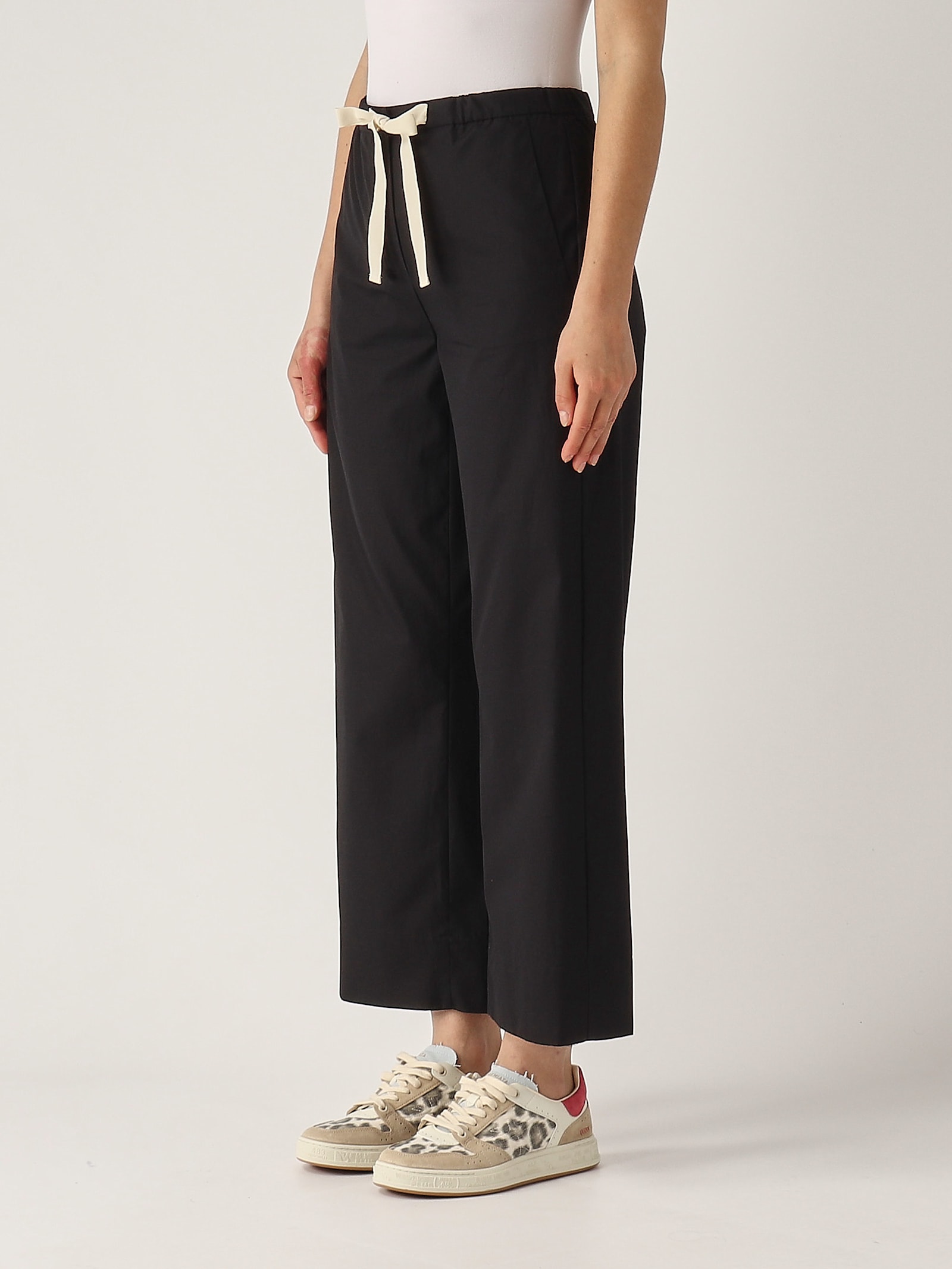 's Max Mara S Max Mara Argento Cotton Trousers In Nero