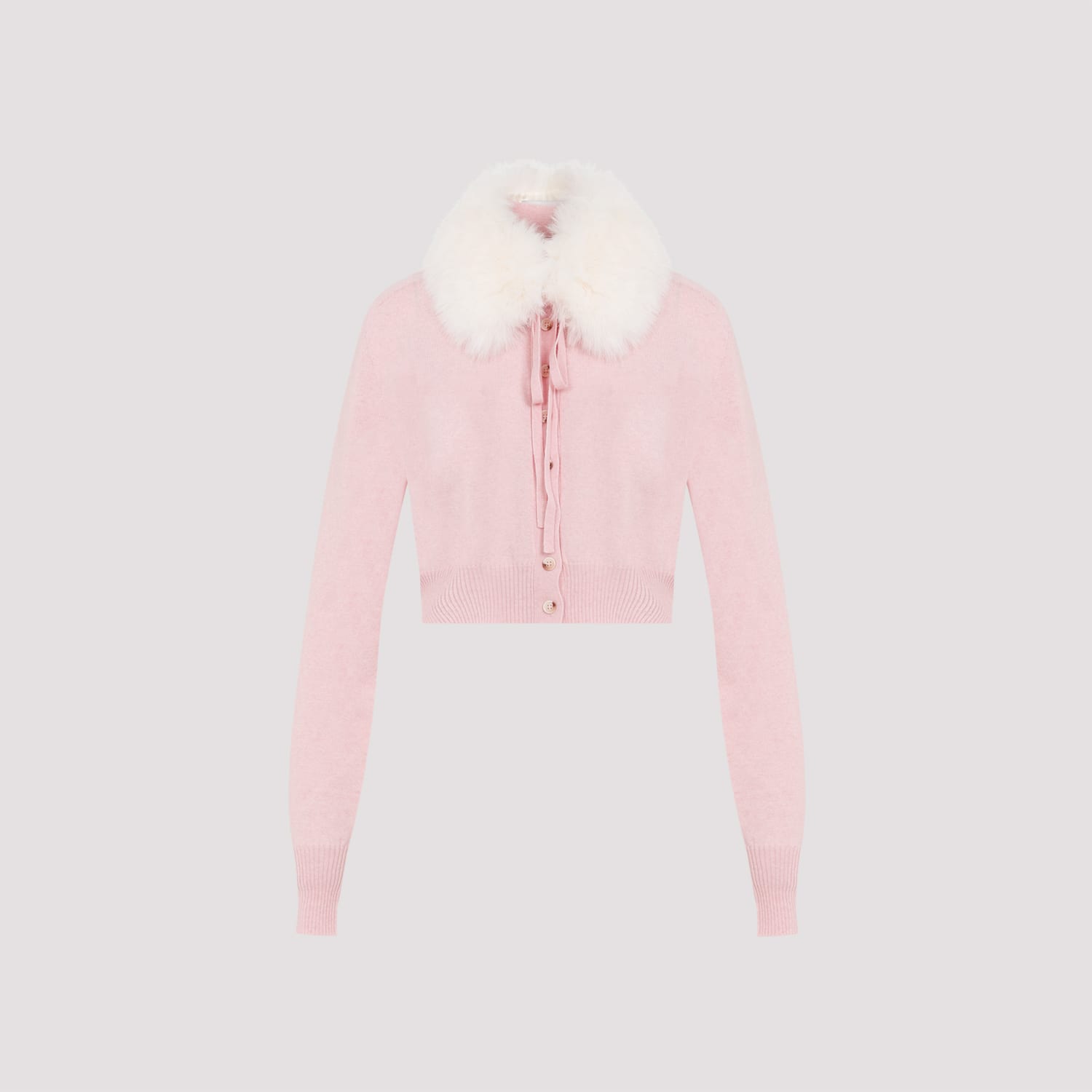 Shop Sportmax Sport Cardigan Fake Fur Removable Neck In Rosa