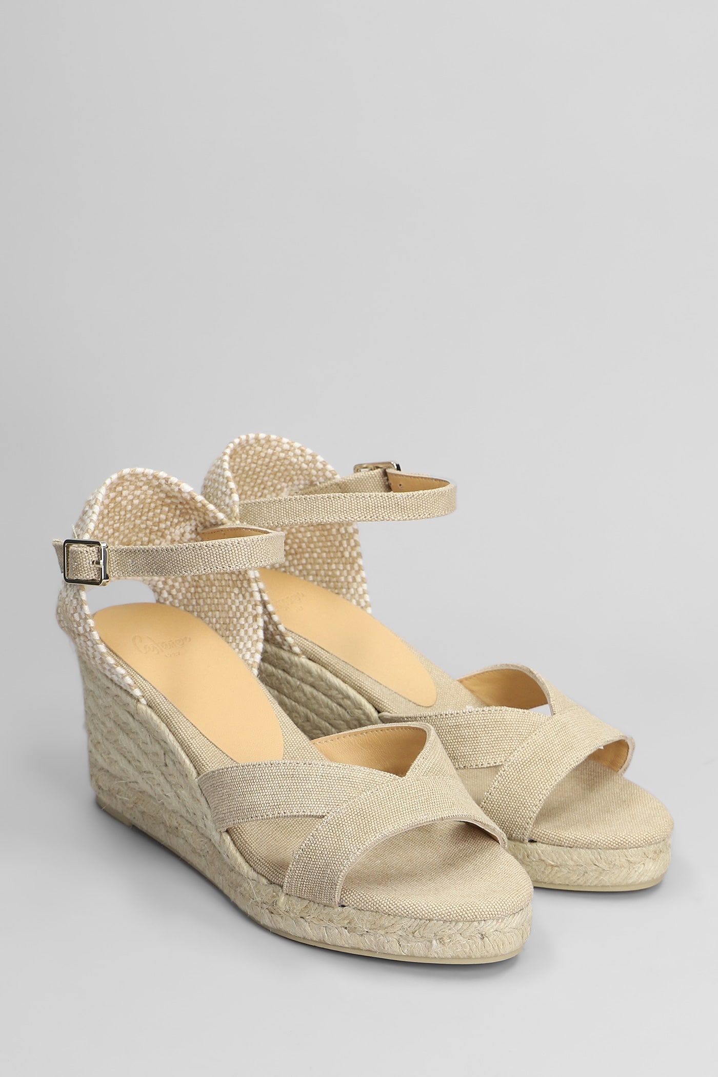 CASTAÃ±ER BRUNA-6-002 WEDGES IN BEIGE CANVAS 