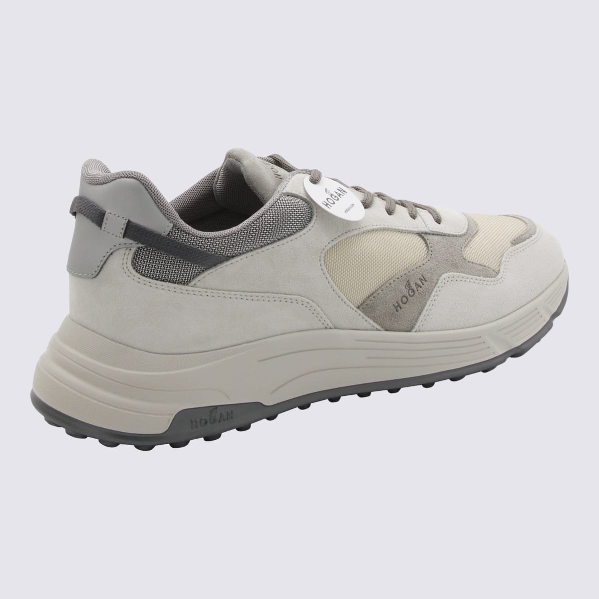 Shop Hogan Grey Leather Hyoperlight Sneakers