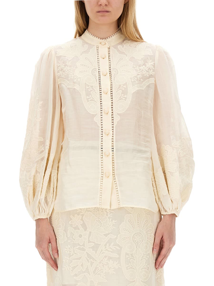 Shop Zimmermann Shirt Ottie In Ivory