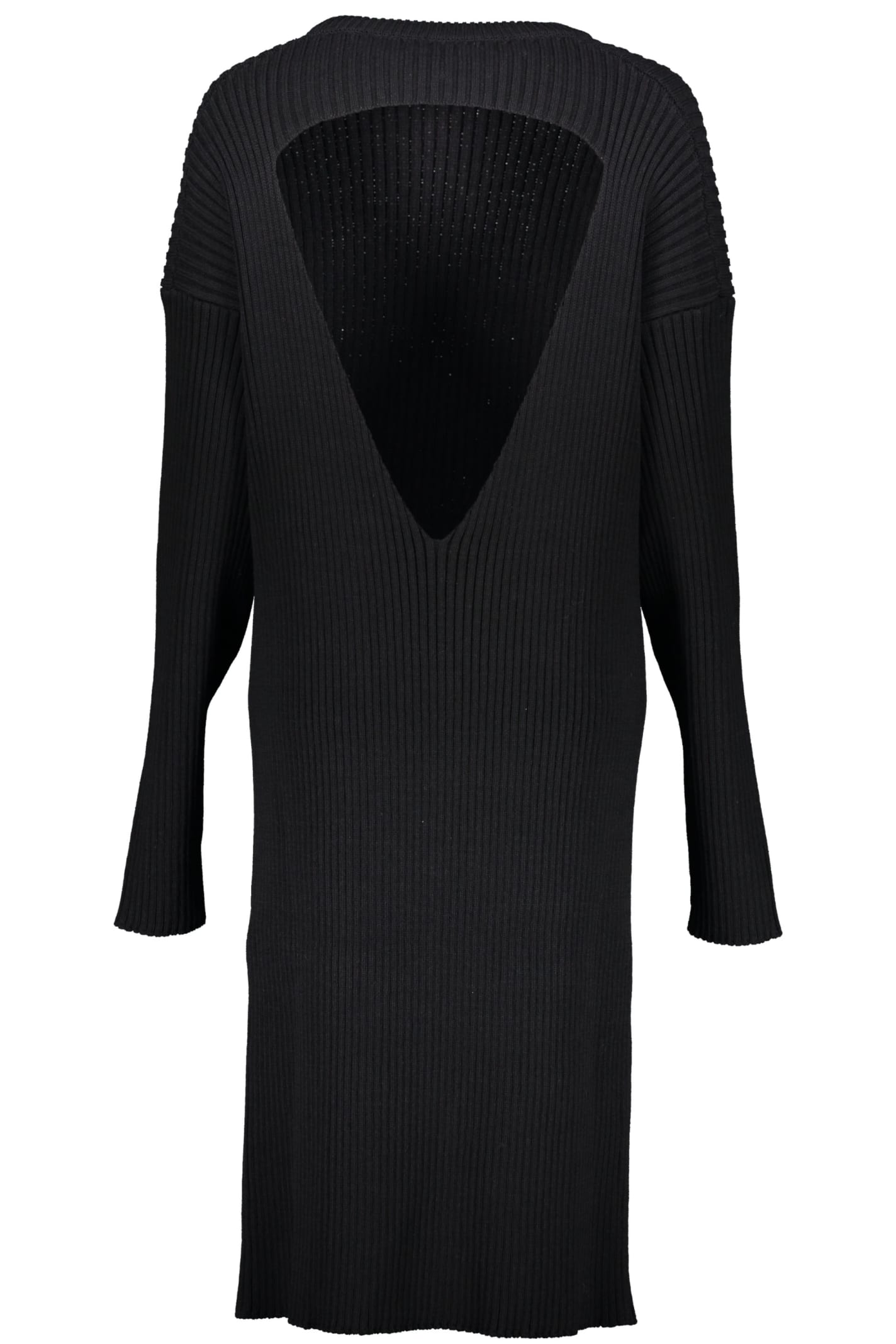 Shop Bottega Veneta Ribbed Knit Dress In Black