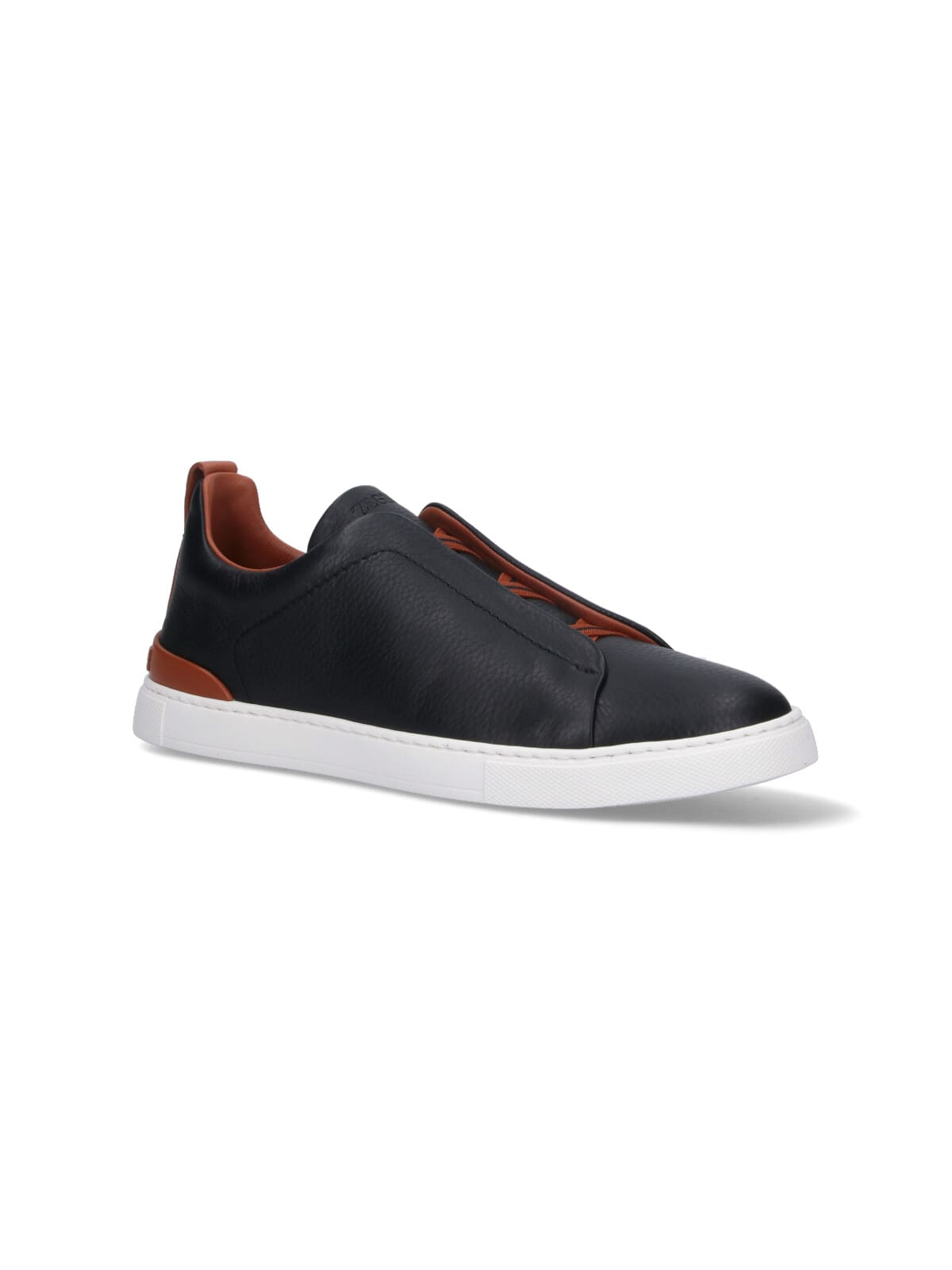 Zegna Sole Contrast Sneakers Pull Tab In Black
