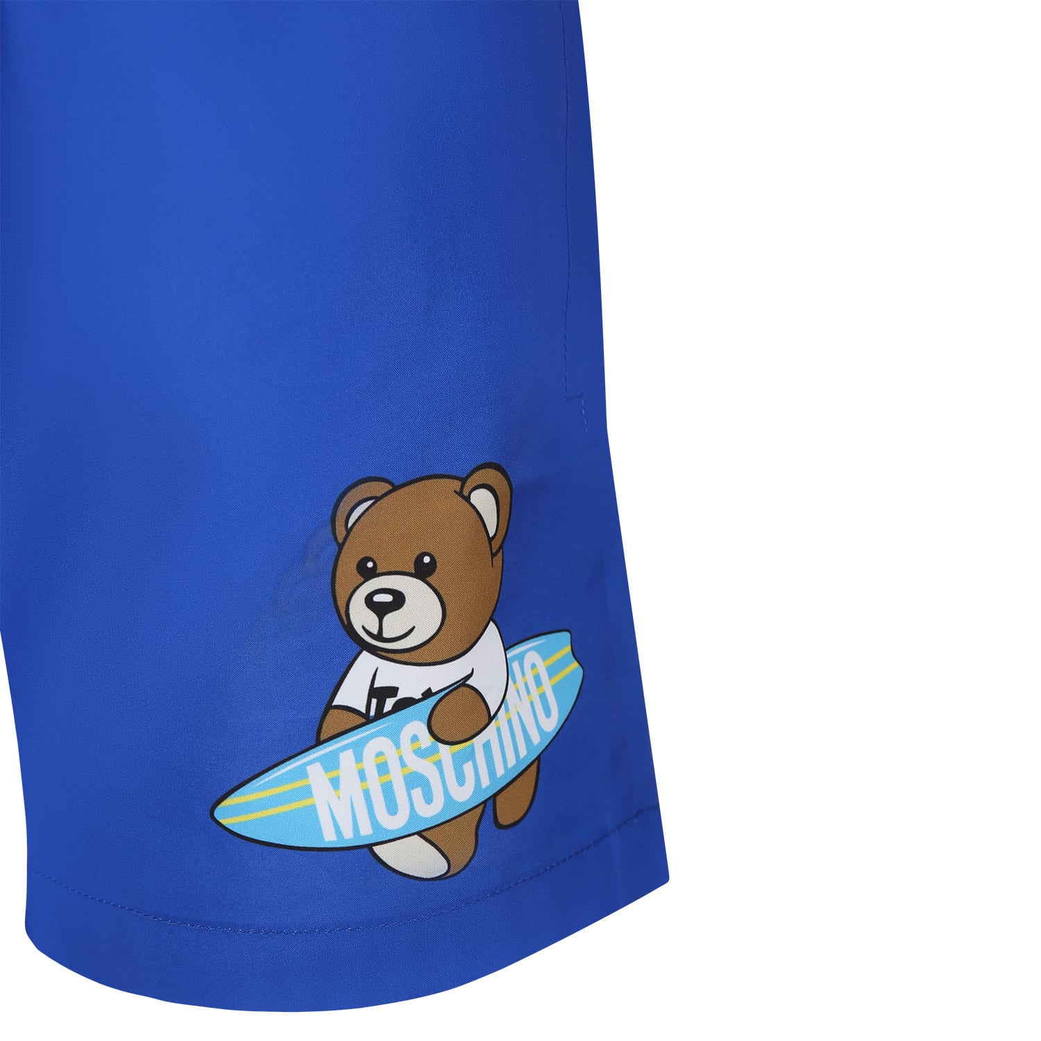Shop Moschino Light Blue Swim Shorts For Boy With Teddy Bear