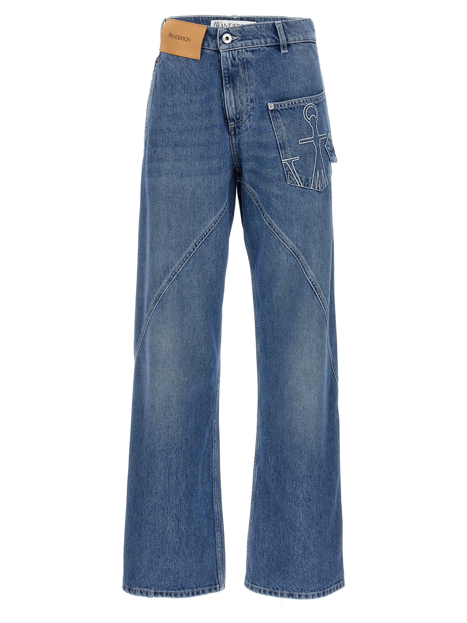 Jw Anderson Twisted Midrise Workwear Boyfriend Jeans In Blue