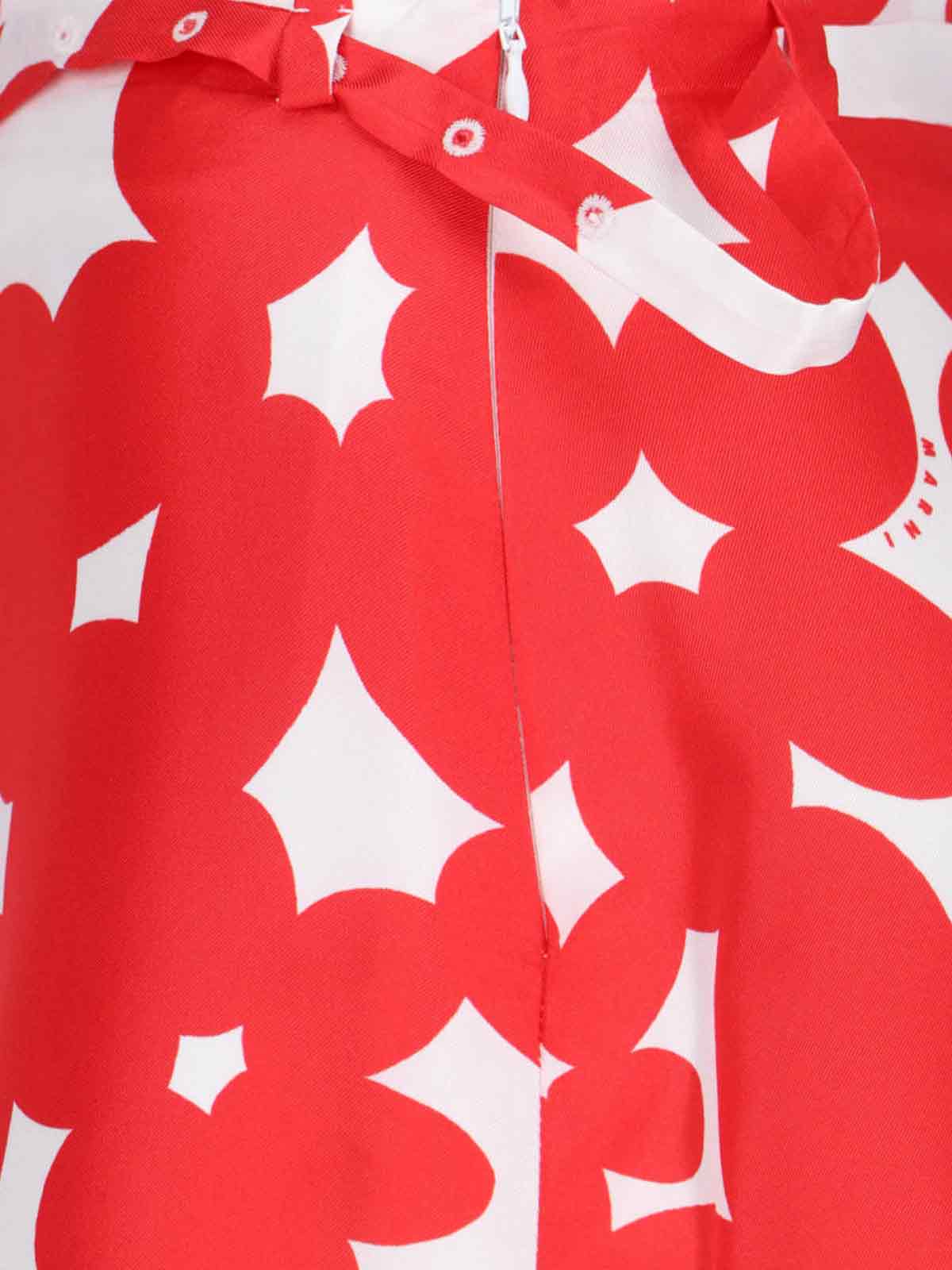 Marni Floral Print A-line Skirt With Belted Waist In Red