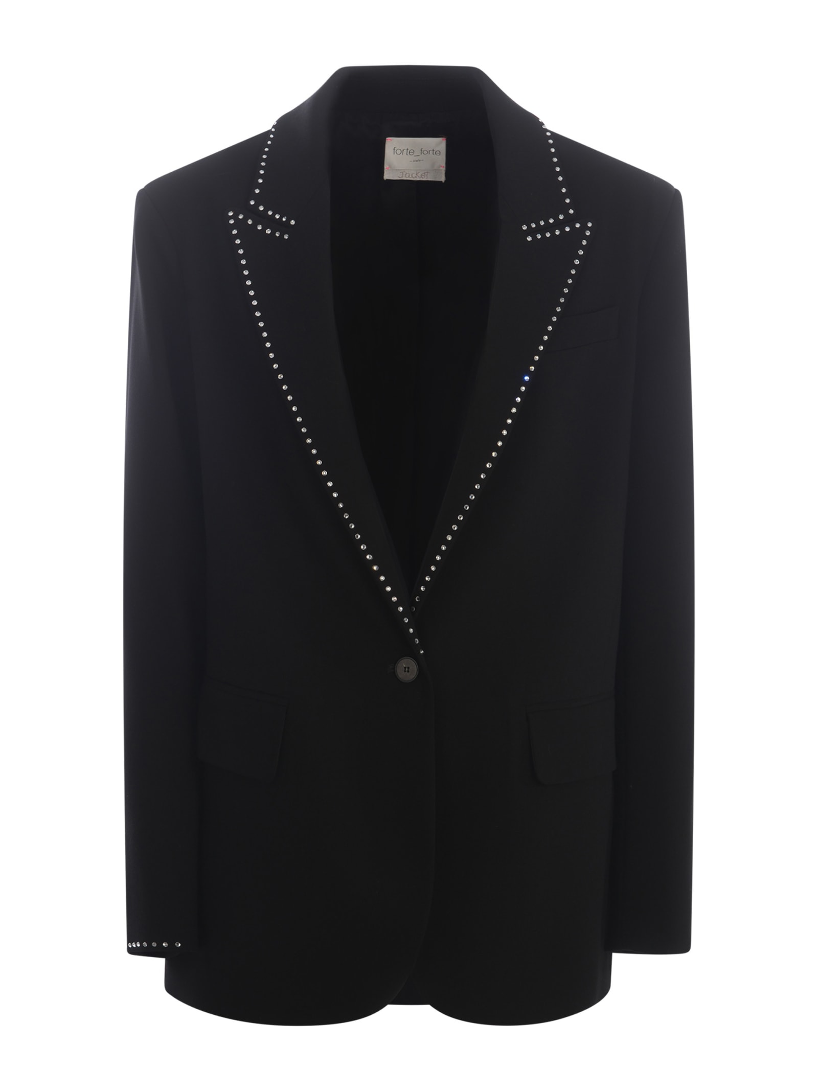 Shop Forte Forte Jacket  Strass In Wool And Viscose Twill In Black