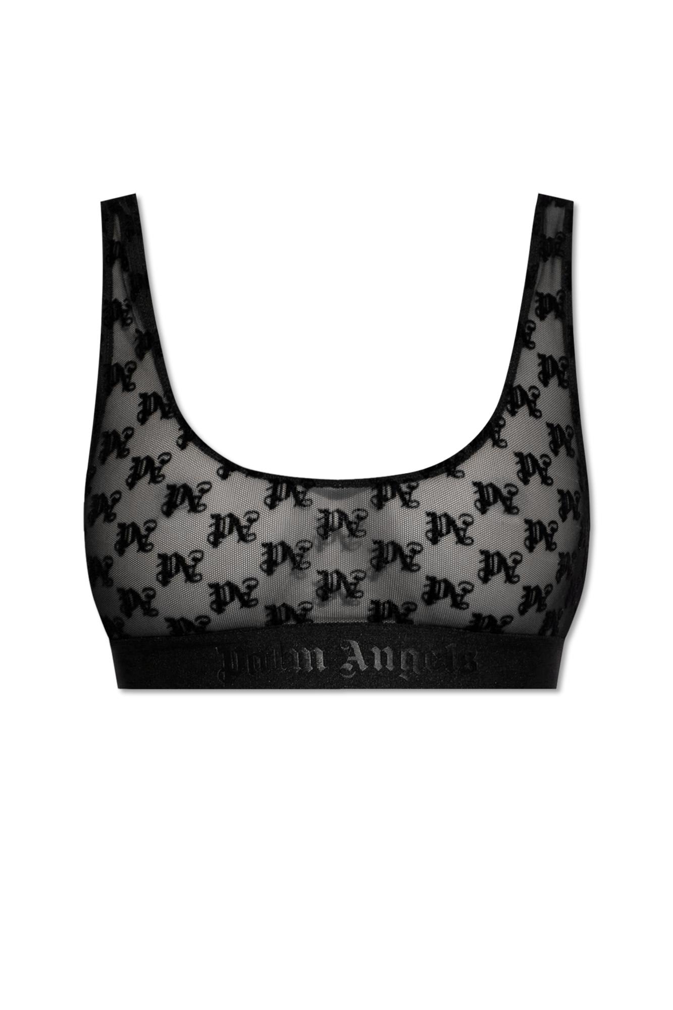 Monogram Pattern Scoop Neck Lace Bra