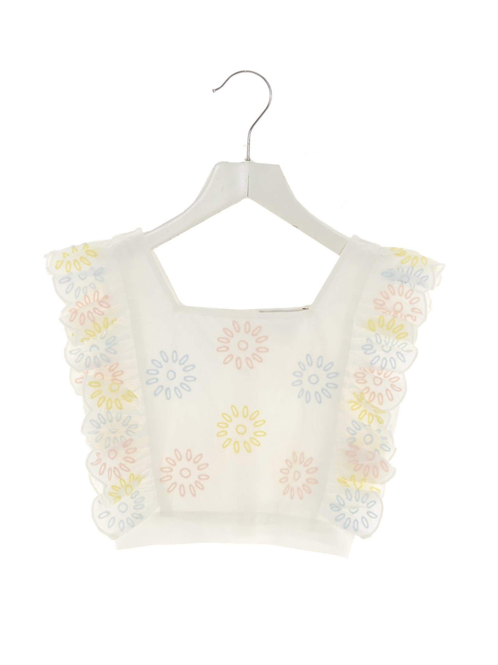 Stella Mccartney Kids' Embroidery Ruches Top In White