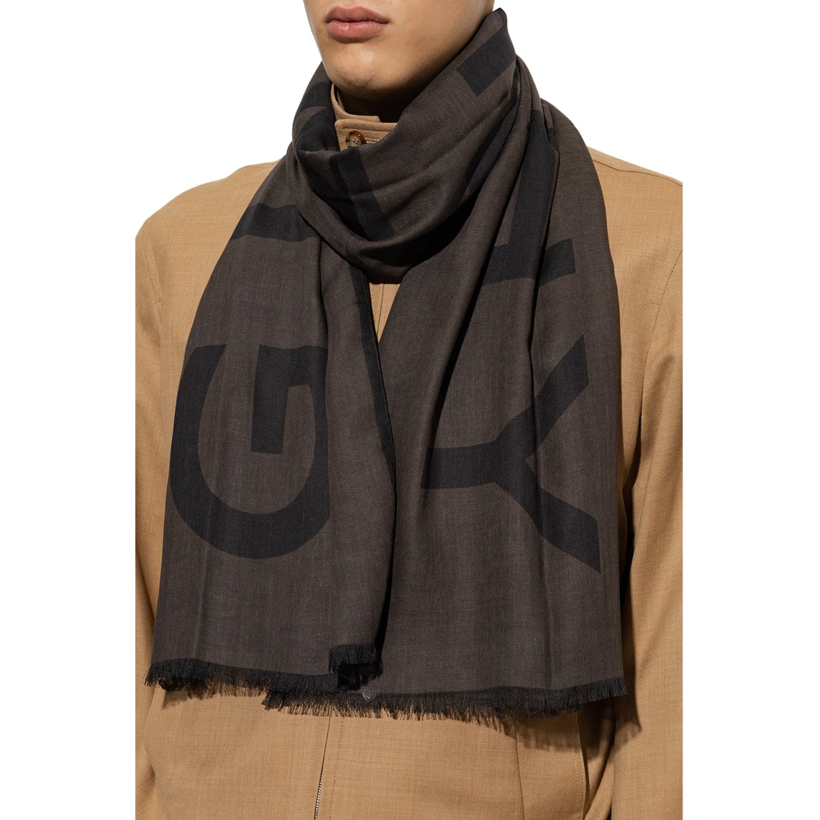 Shop Givenchy Logo Scarf In Gray