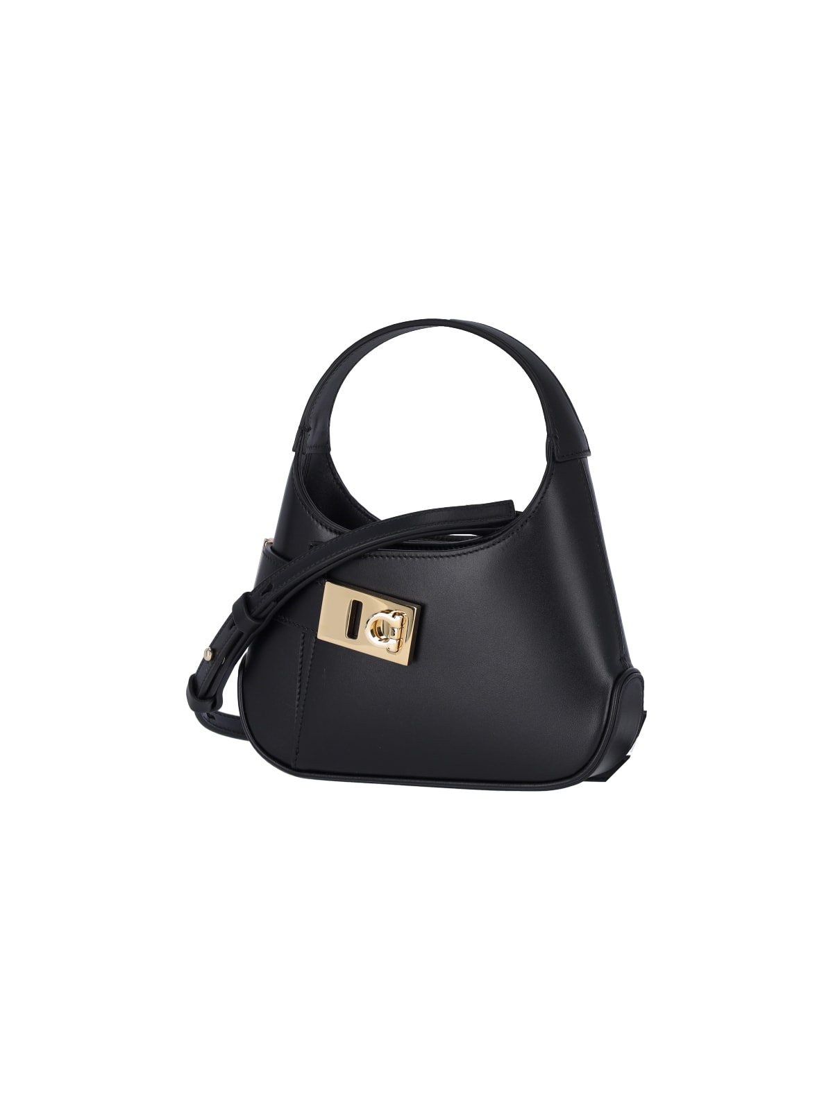 Shop Ferragamo Mini Hobo Bag In Black