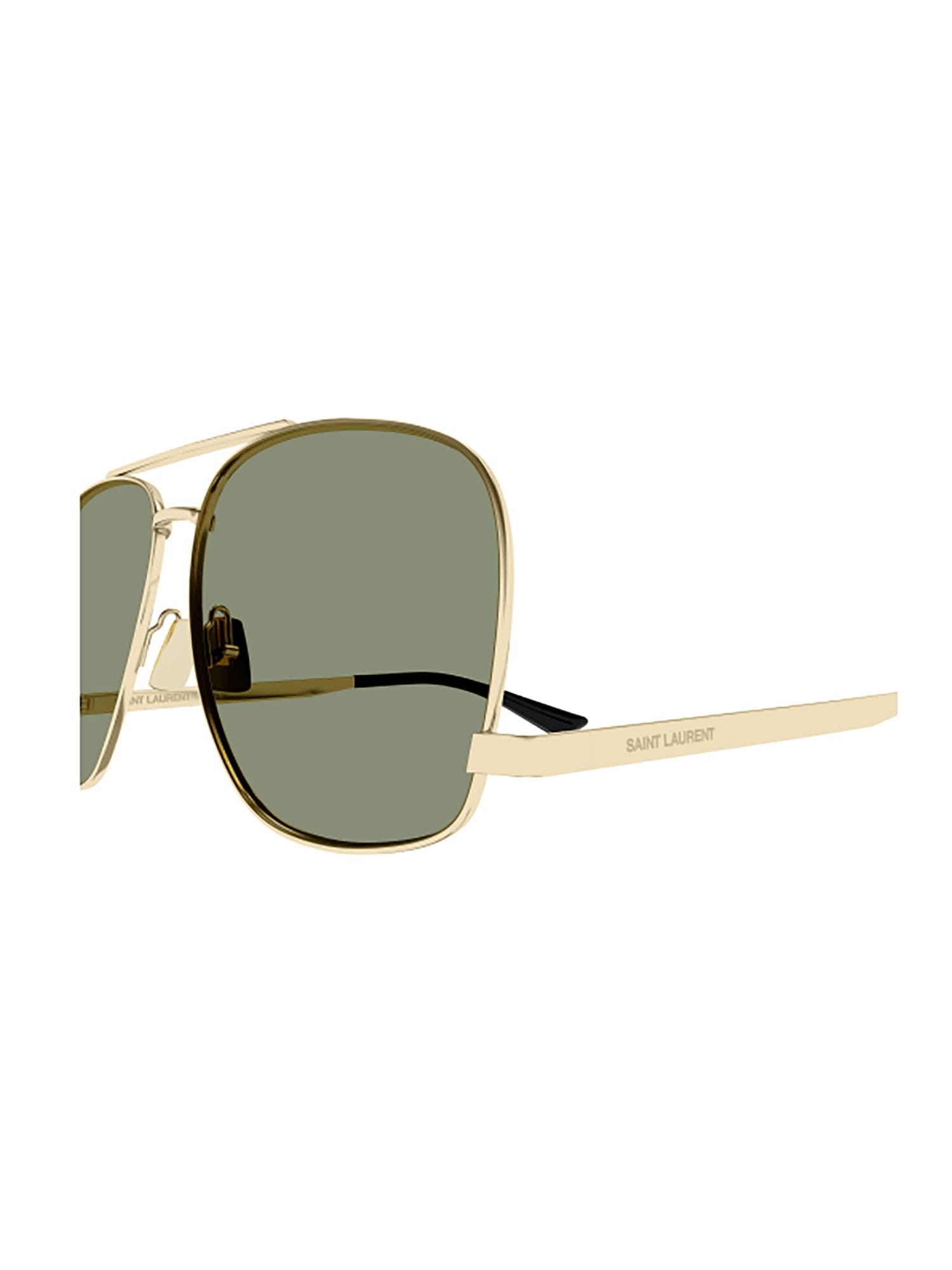 Shop Saint Laurent Sl 653 Leon Sunglasses In Gold Gold Green