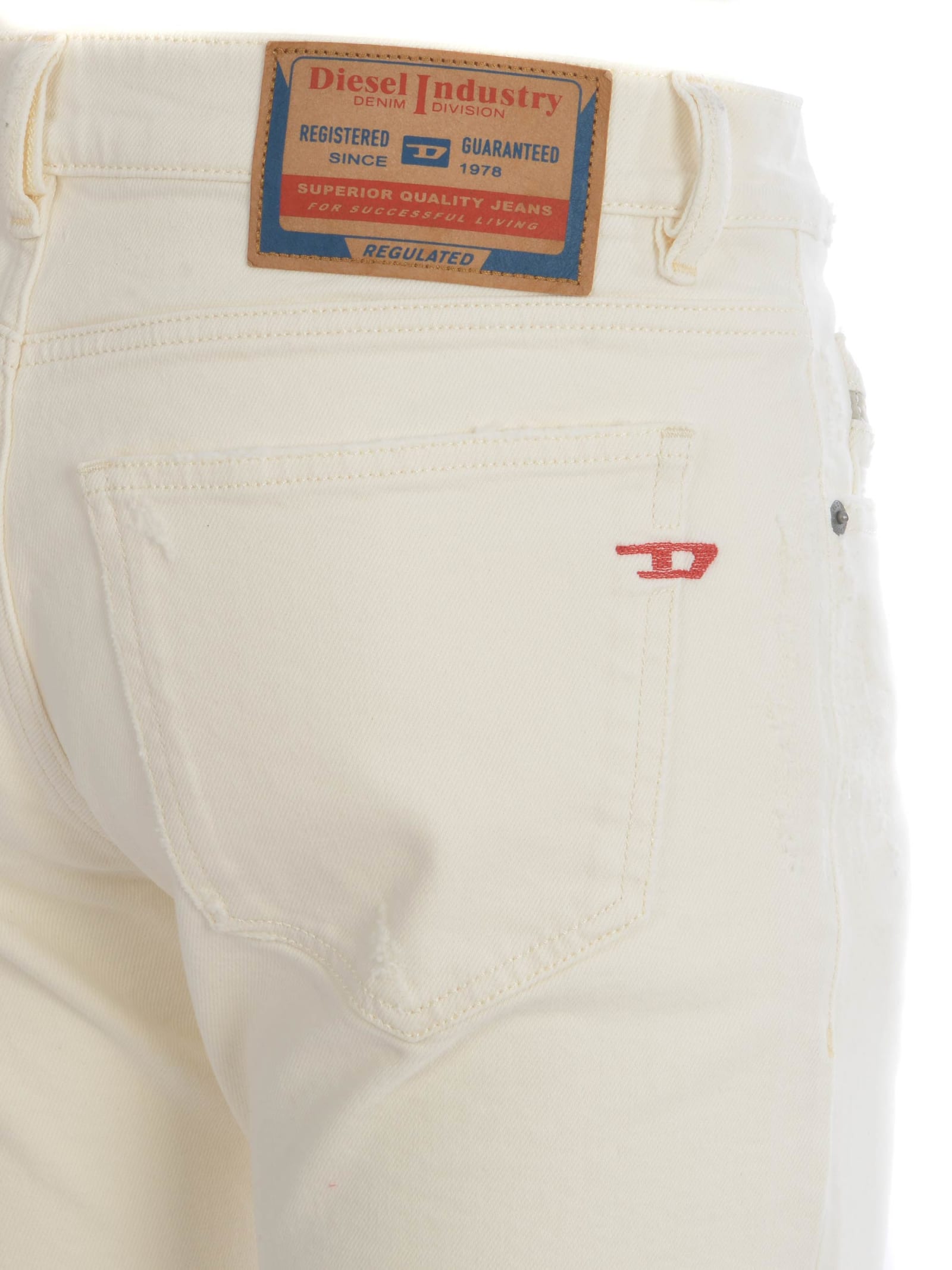 Shop Diesel Jeans  Strukt Made Of Cotton In Off White