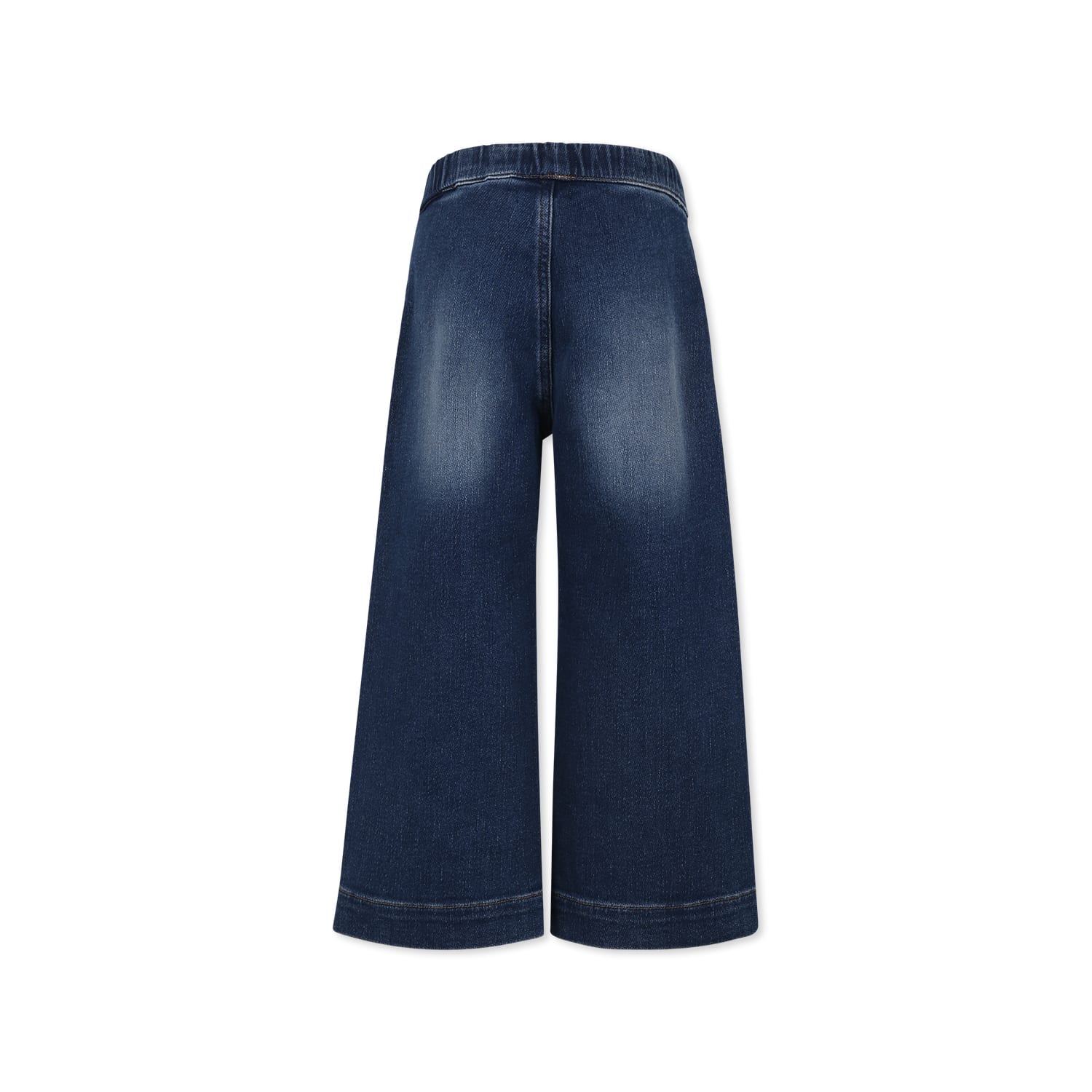 Palm Angels Blue Jeans For Girl With Logo In Denim