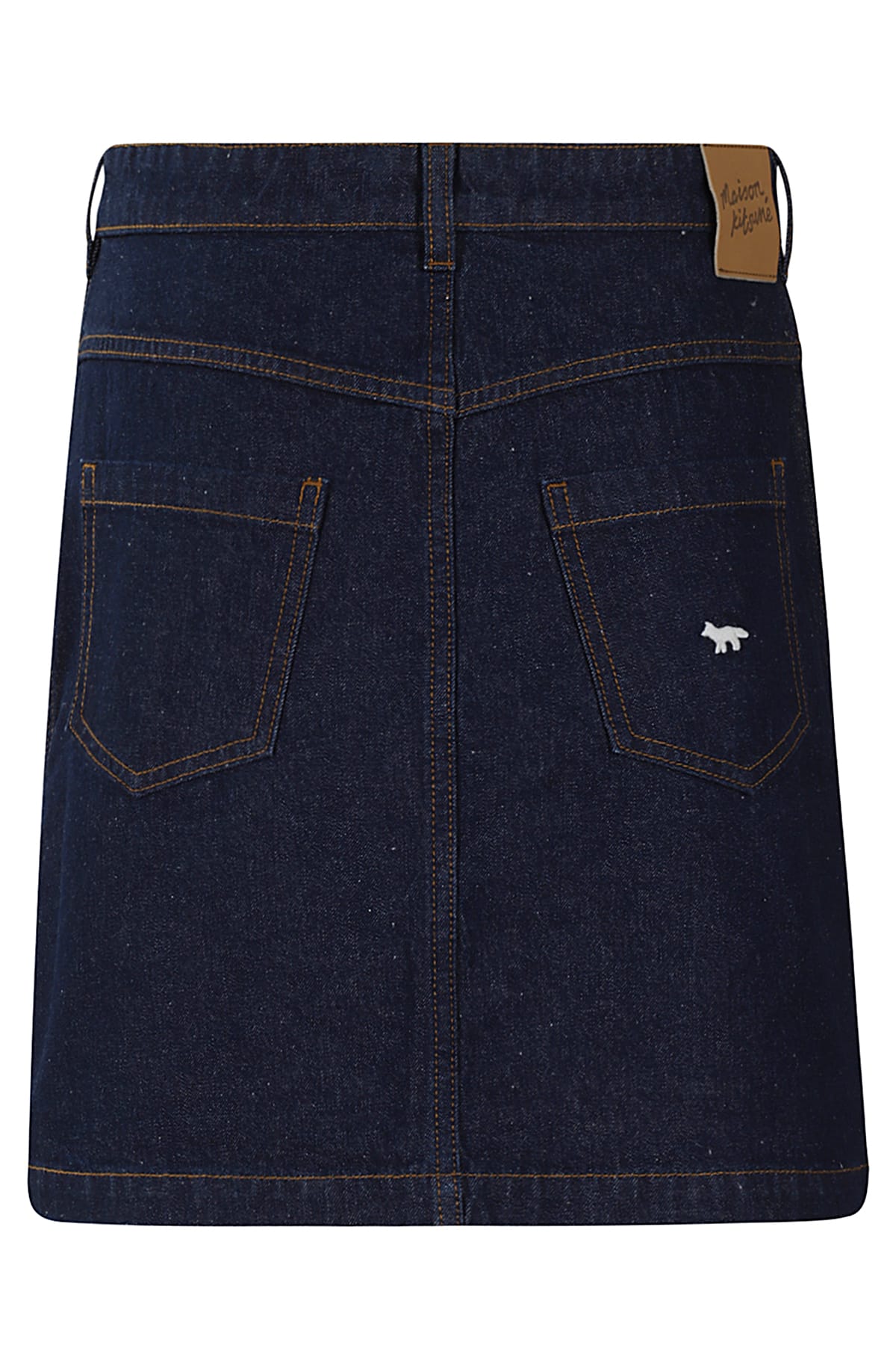 Shop Maison Kitsuné Buttoned Denim Mini Skirt In Indigo