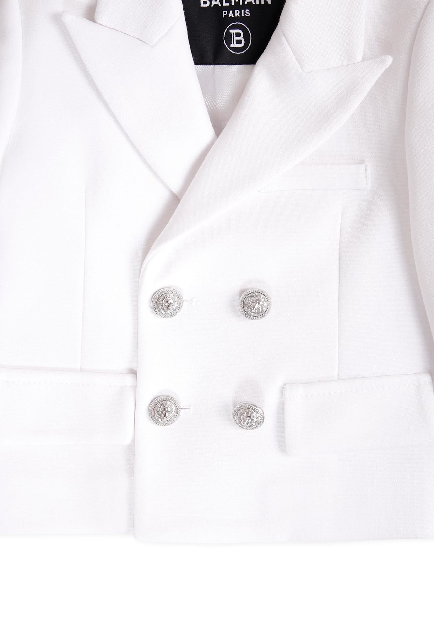 Balmain White Jacket For Baby Boy With Labyrinth In White