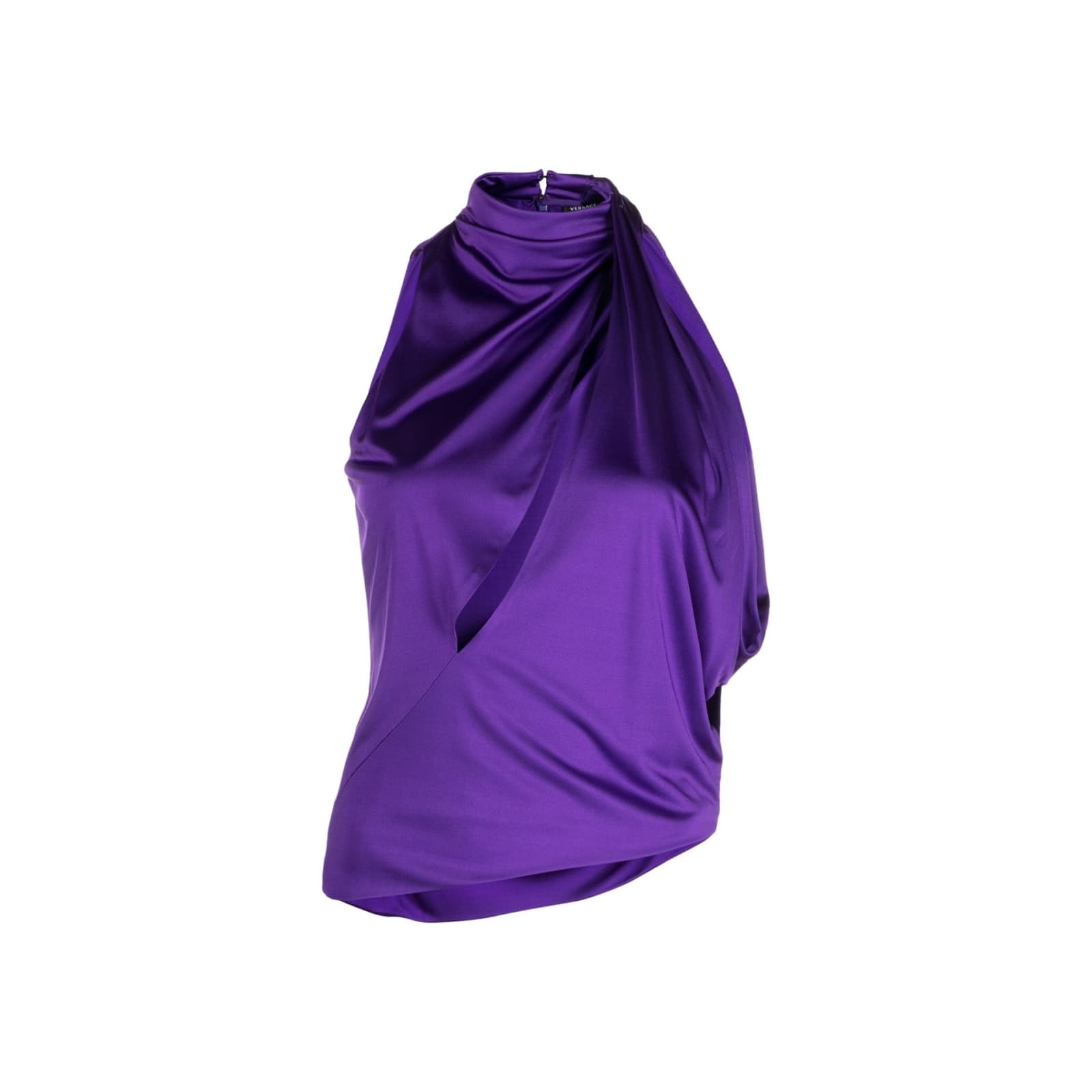 Shop Versace Draped Top In Purple