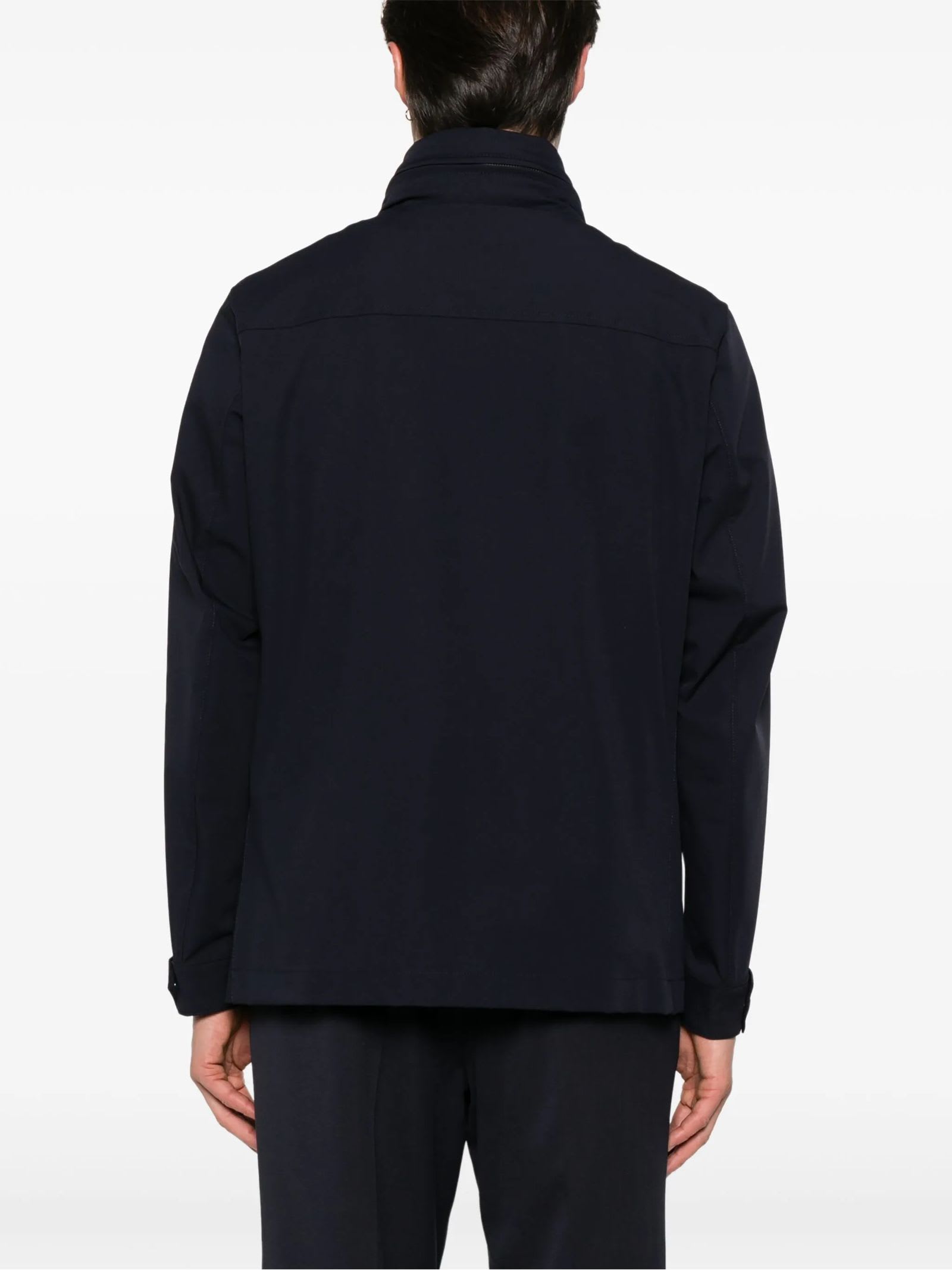 Fay Short Nylon Stretch Field Jacket In Blue