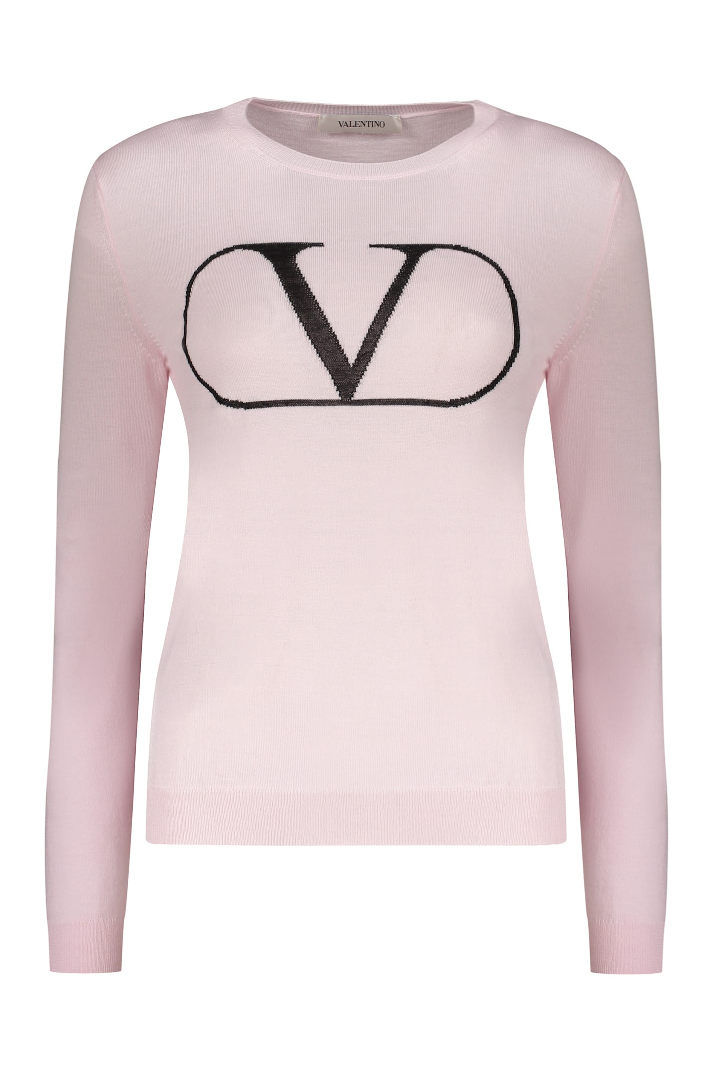 Valentino Long Sleeve Crew-neck Sweater In Purple