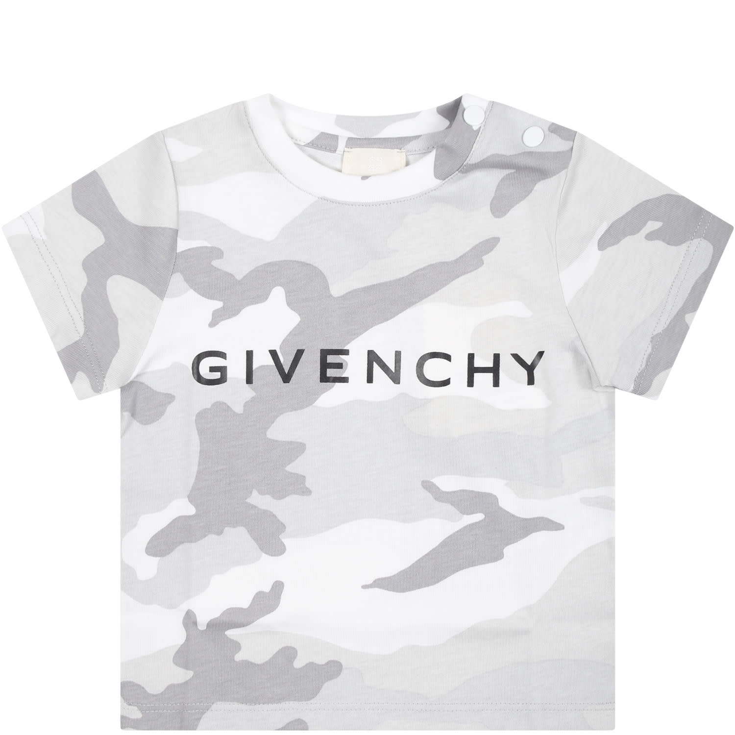 Givenchy Gray T-shirt For Baby Boy With Camouflage Print