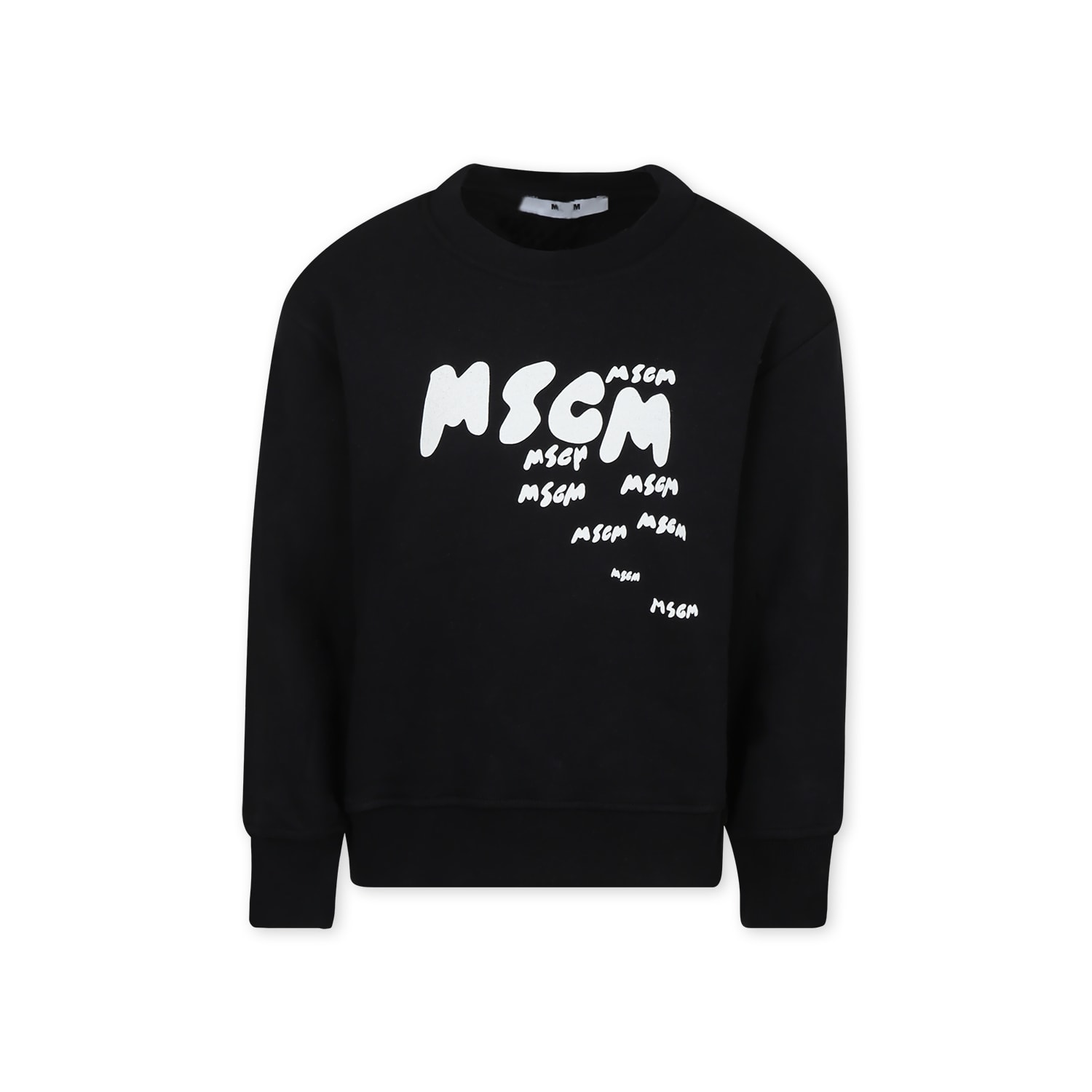 Msgm Black Sweatshirt For Boy With Logo In Black